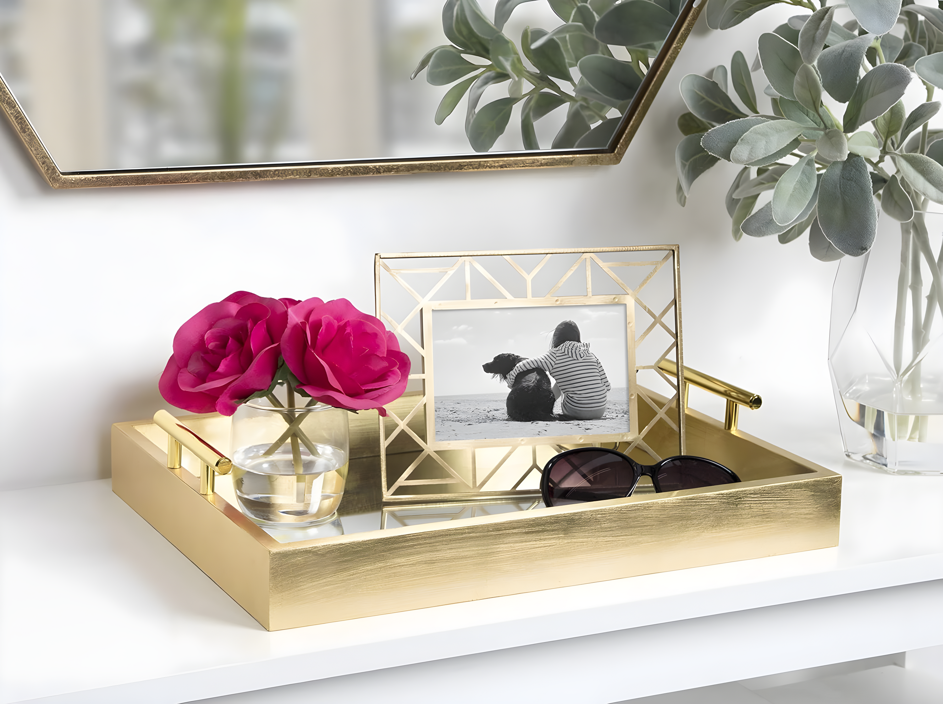 Kate and Laurel Lipton Tray, 16.5x12.25, Gold
