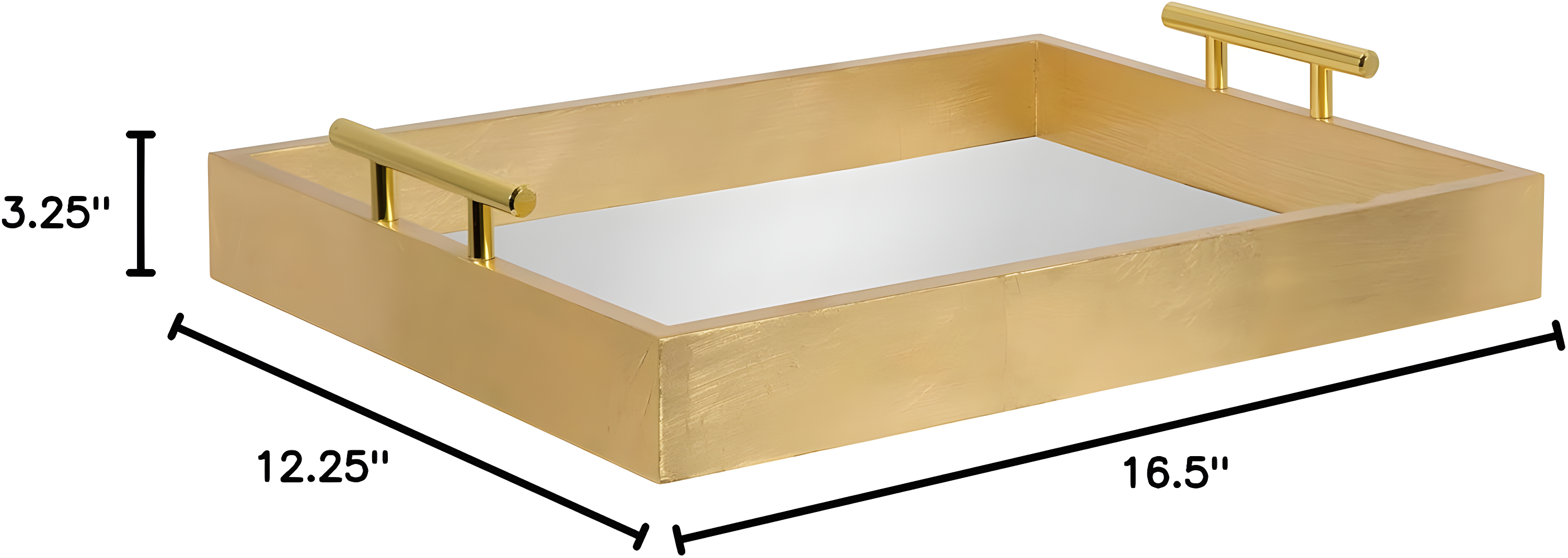 Kate and Laurel Lipton Tray, 16.5x12.25, Gold