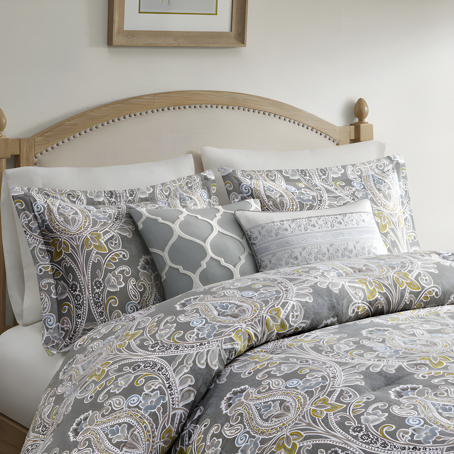 Harbor House Hallie Gray Traditional 6 Piece 100% Cotton Comforter Set