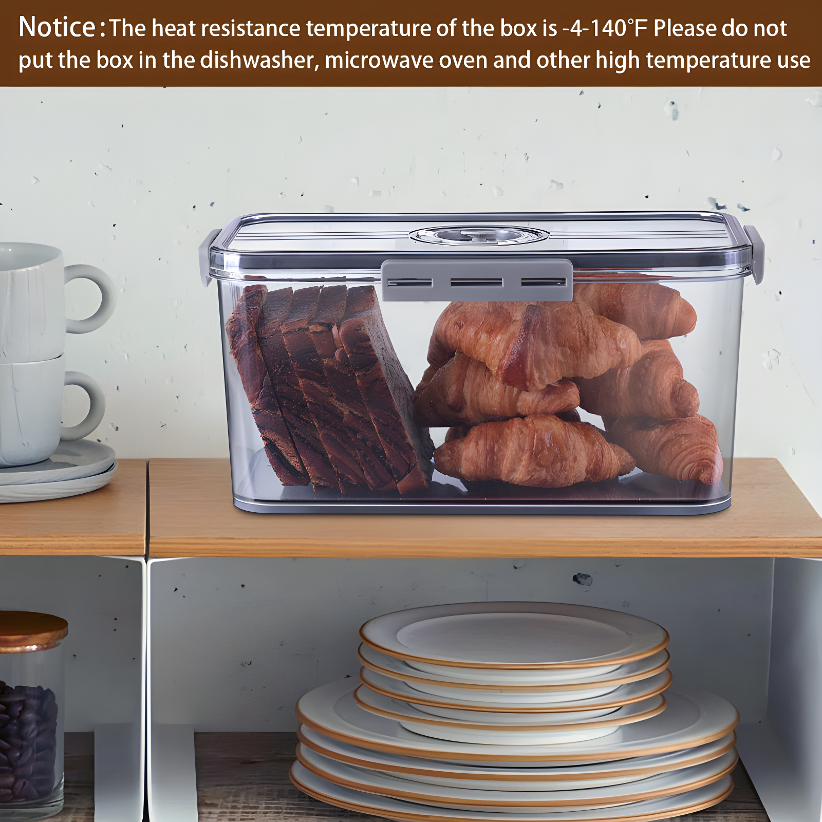 Rebrilliant Bread Box Bread Boxes for Kitchen Counter Airtight, Time Recording Bread Storage