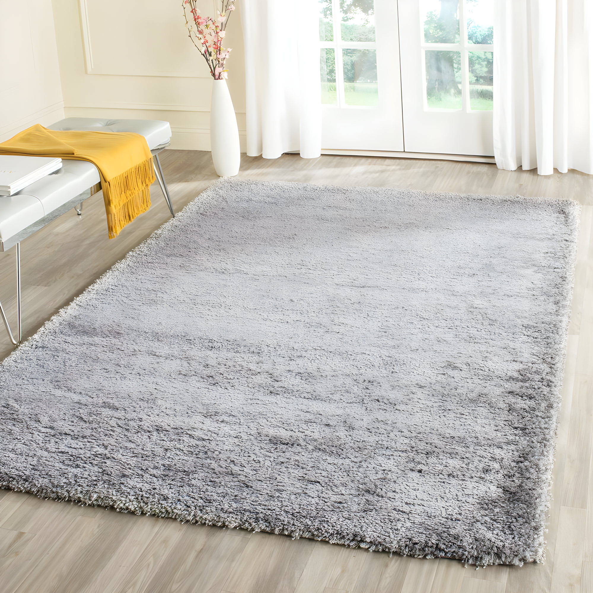 Shag SG151 Power Loomed Indoor Area Rug - Silver - 5'3"x7'6" - Safavieh.