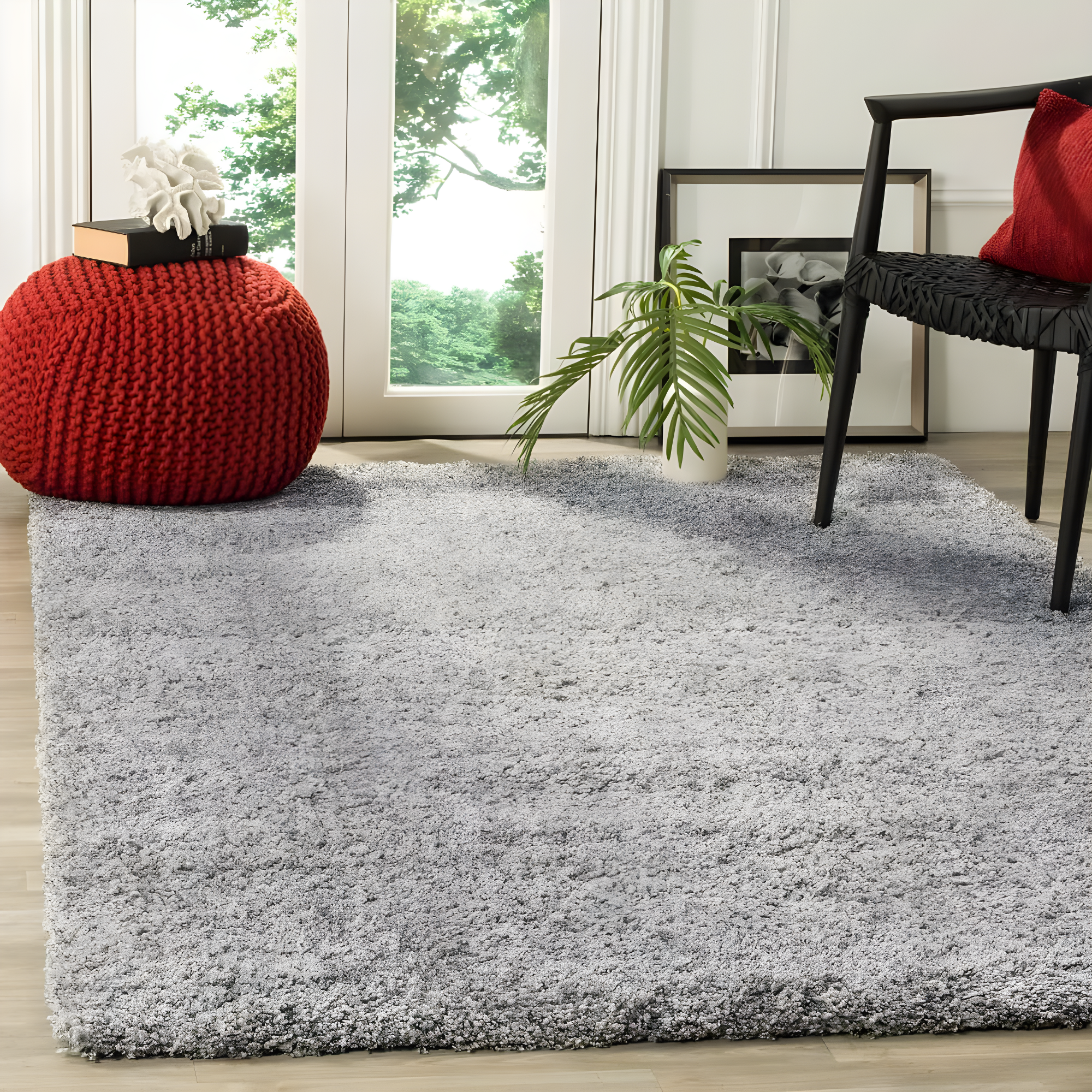 Shag SG151 Power Loomed Indoor Area Rug - Silver - 5'3"x7'6" - Safavieh.