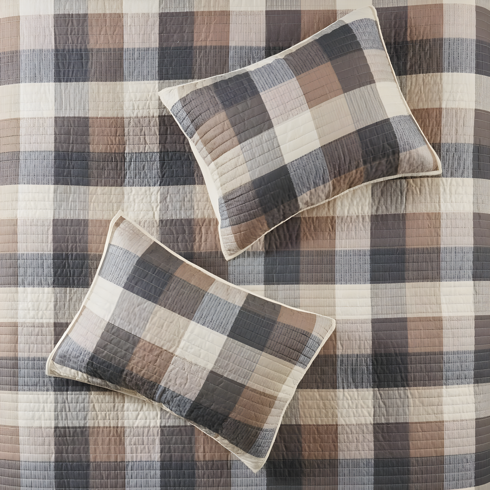 Madison Park Ridge 6 Piece Printed Herringbone Quilt Set with Throw Pillows