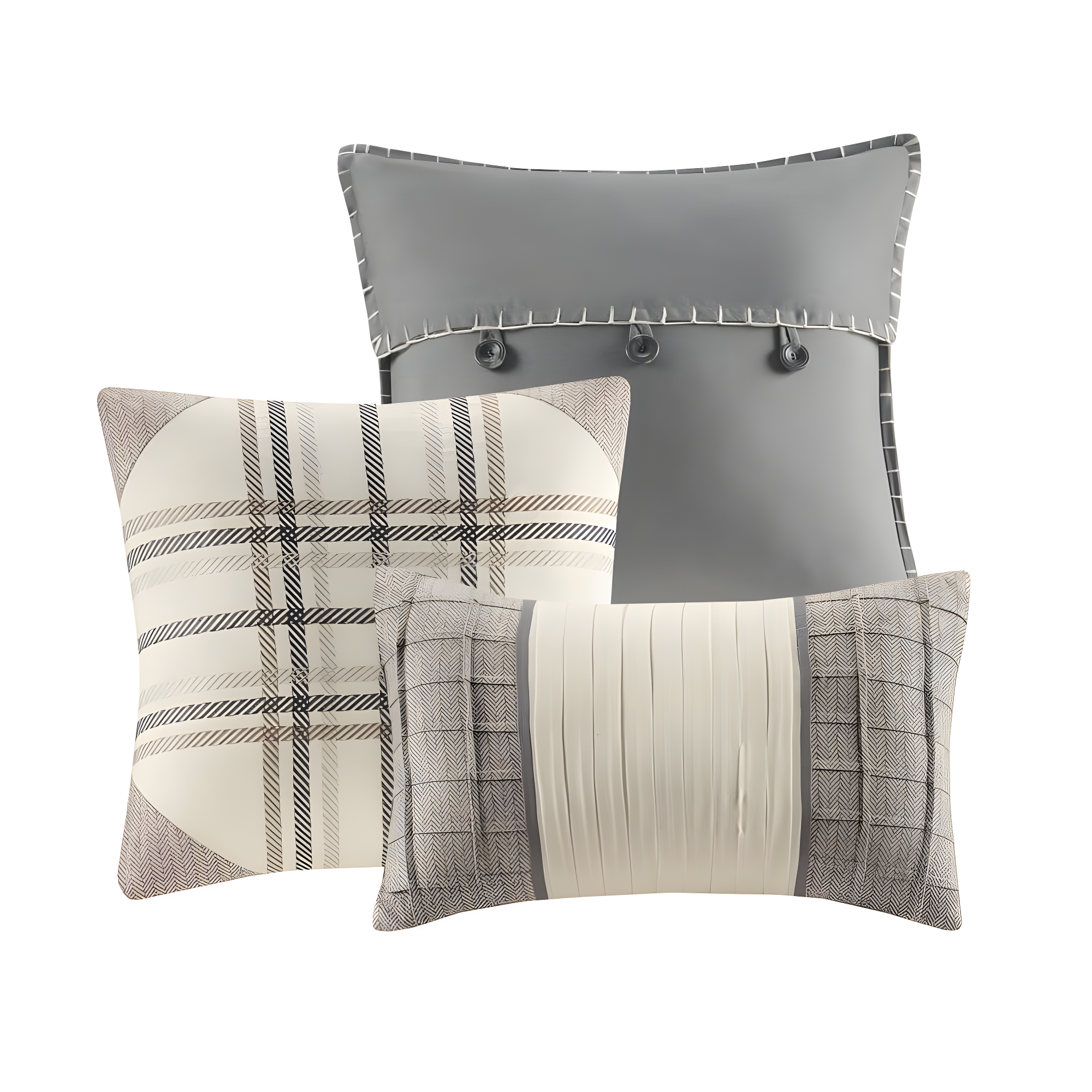 Madison Park Ridge 6 Piece Printed Herringbone Quilt Set with Throw Pillows