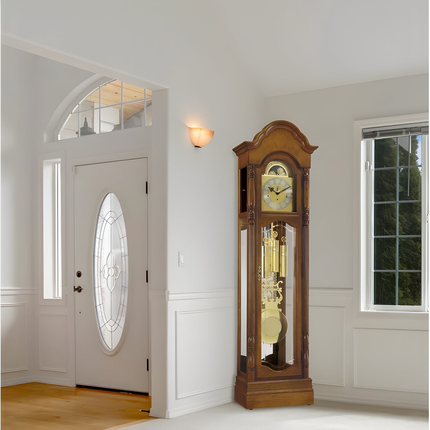 Howard Miller® Primrose 84'' H Solid + Manufactured Wood Grandfather Clock with Adjustable Chime Volume