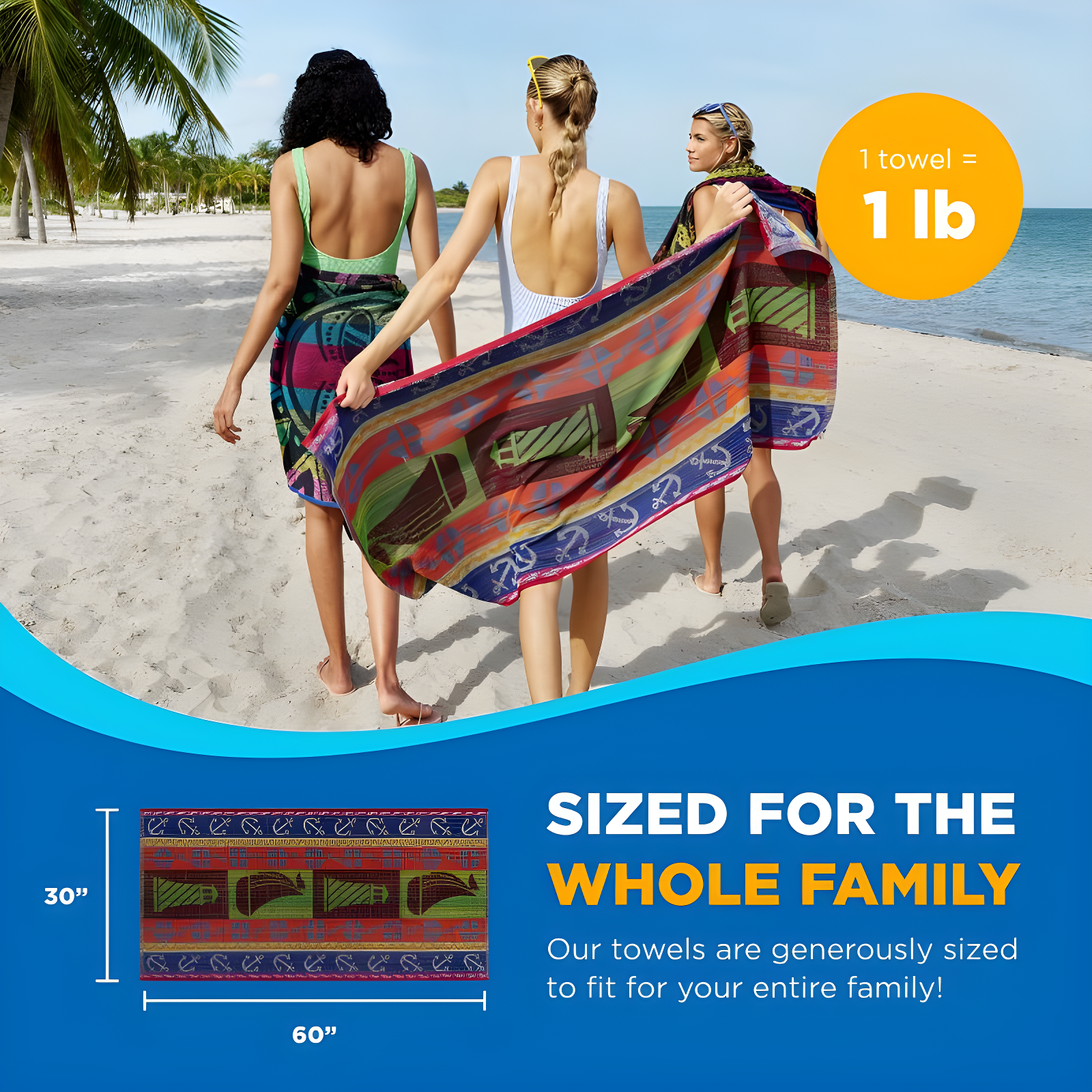 Ben Kaufman Terry Beach & Pool Towel - Oversized Beach Towel Bundle - Multipack with Assorted Colors - 30” x 60” - 6 Pack