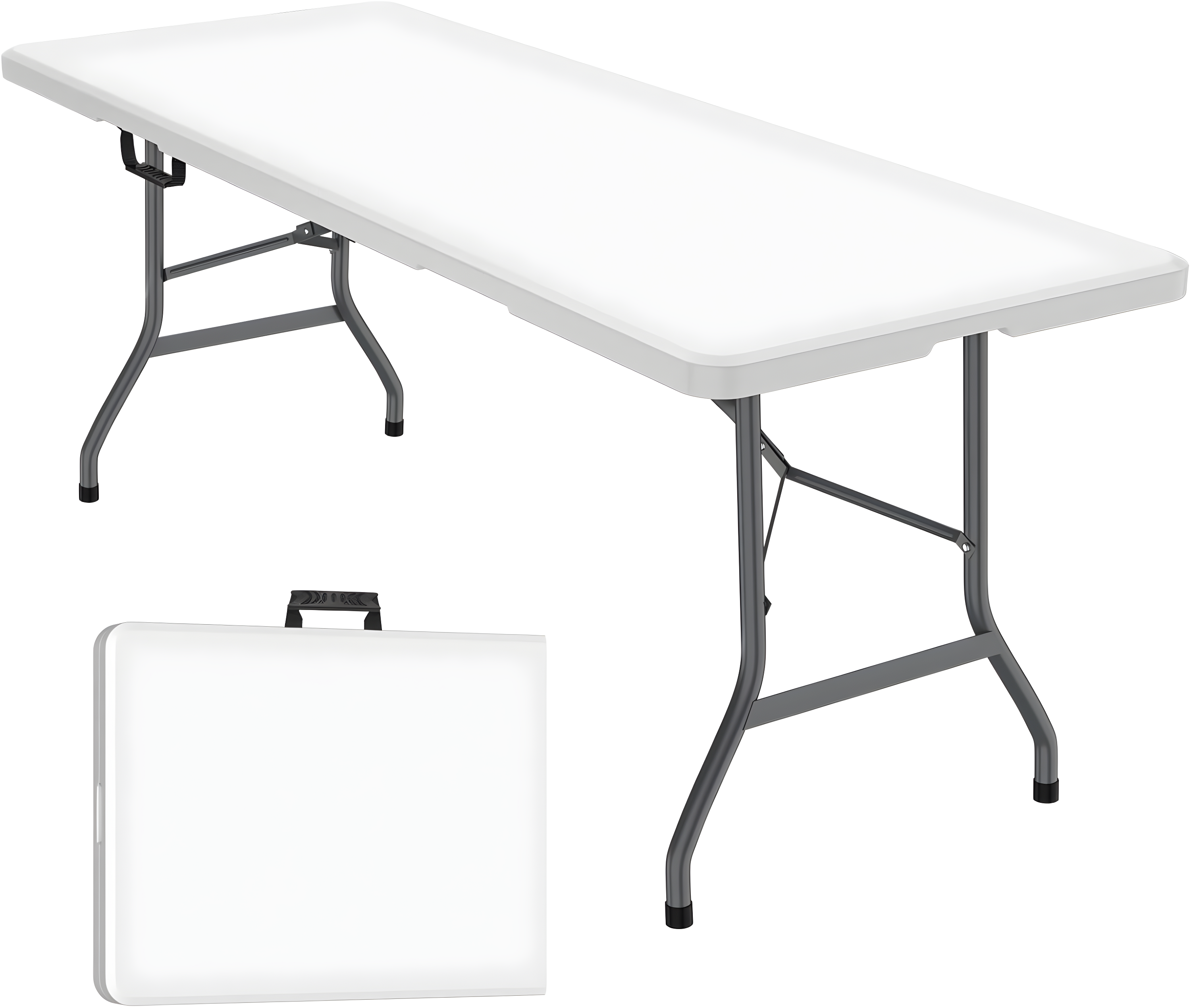 6 Foot Folding Table,White Plastic Folding Table,Built-in Handle,White