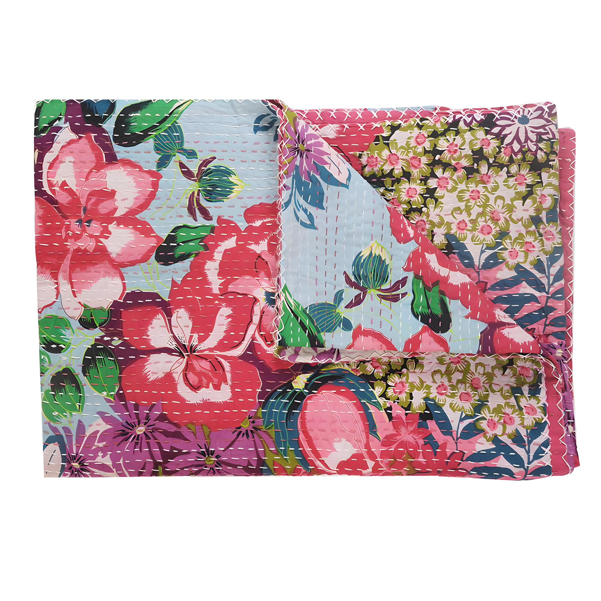 Rajani Home Advika Handmade Kantha Cotton Throw Blanket