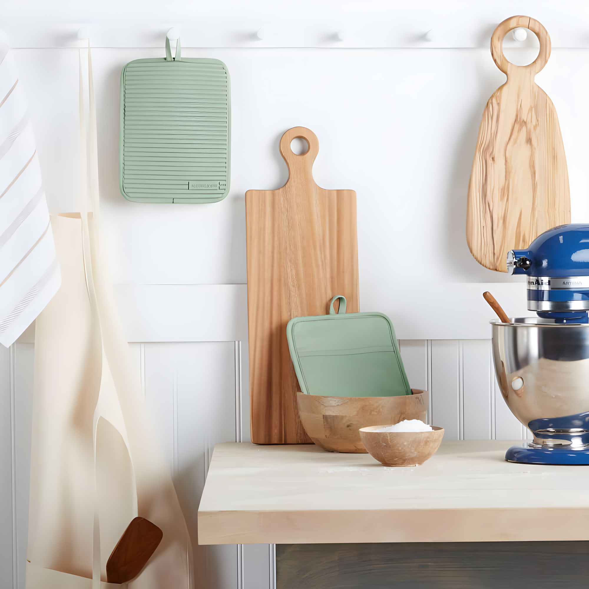 KitchenAid Pistachio Ribbed Soft Silicone Pot Holders, Set of 2