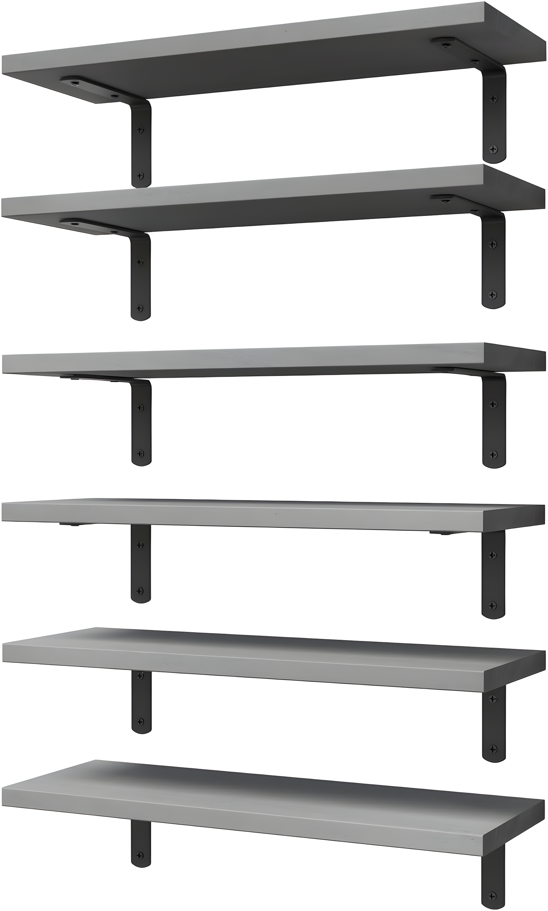6-Pack Floating Wall Shelves, 16.5 Inch Rustic Farmhouse Wall Storage For Bathroom, Bedroom, And Living Room