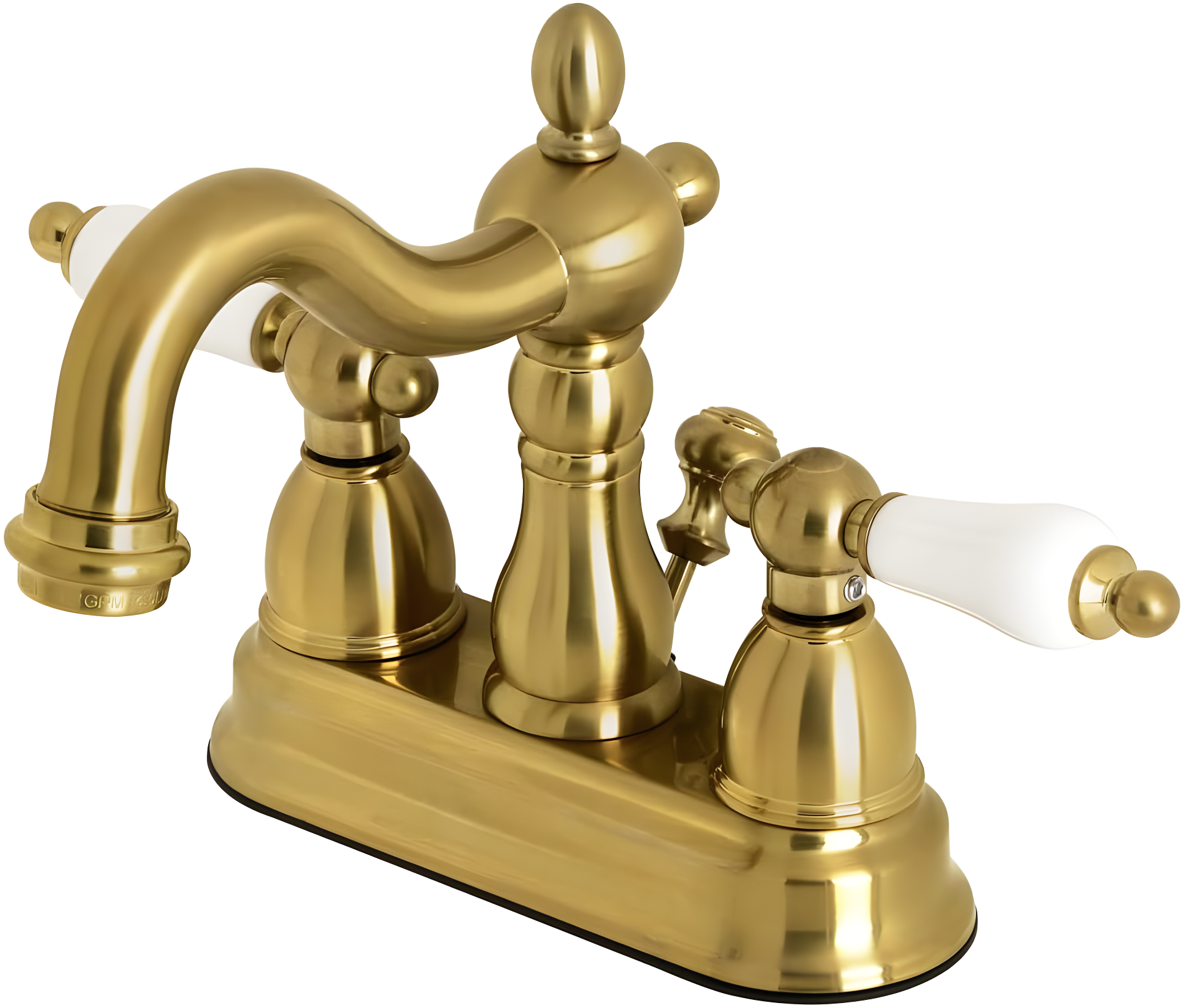 Kingston Brass Heritage Two-Handle 3-Hole Deck Mount 4" Centerset Bathroom Faucet with Plastic Pop-Up