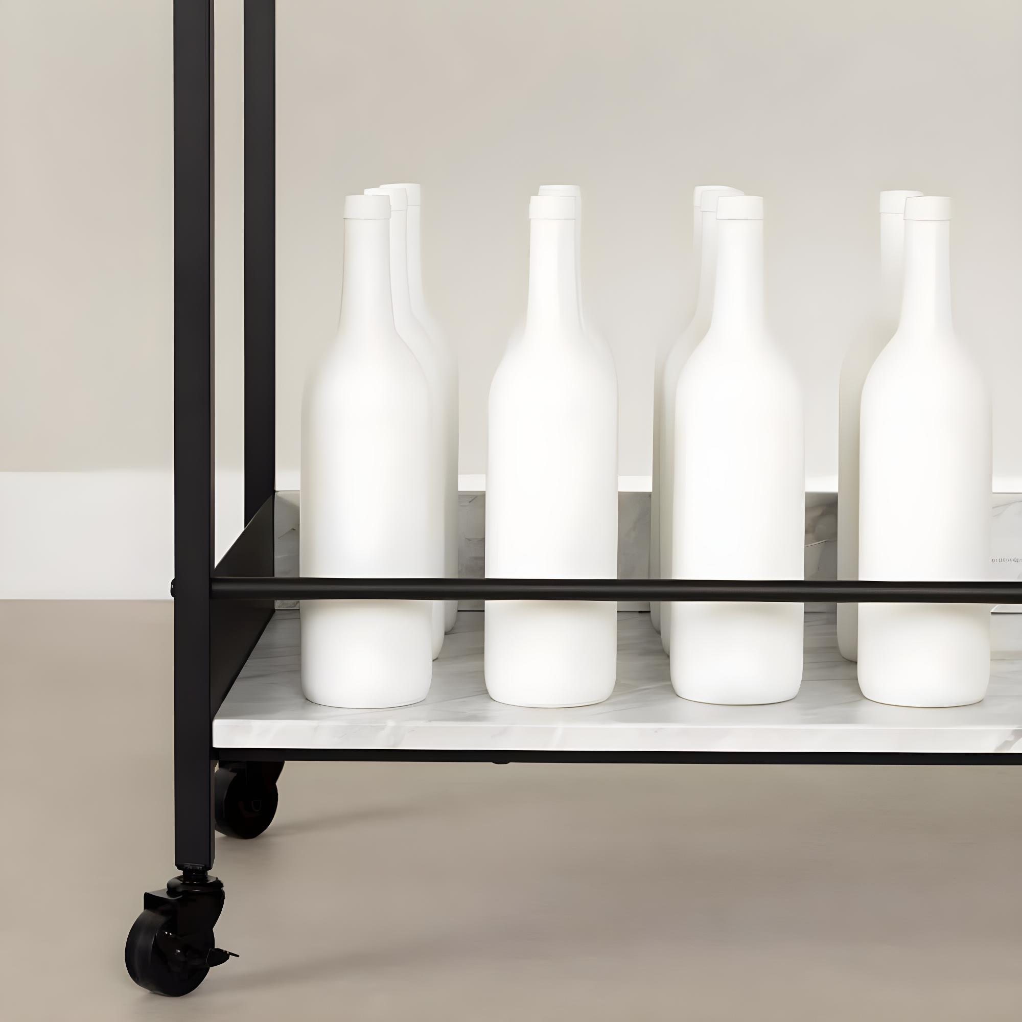 City Life Bar Cart with Wine Glass Rack Black/Faux Carrara Marble - South Shore