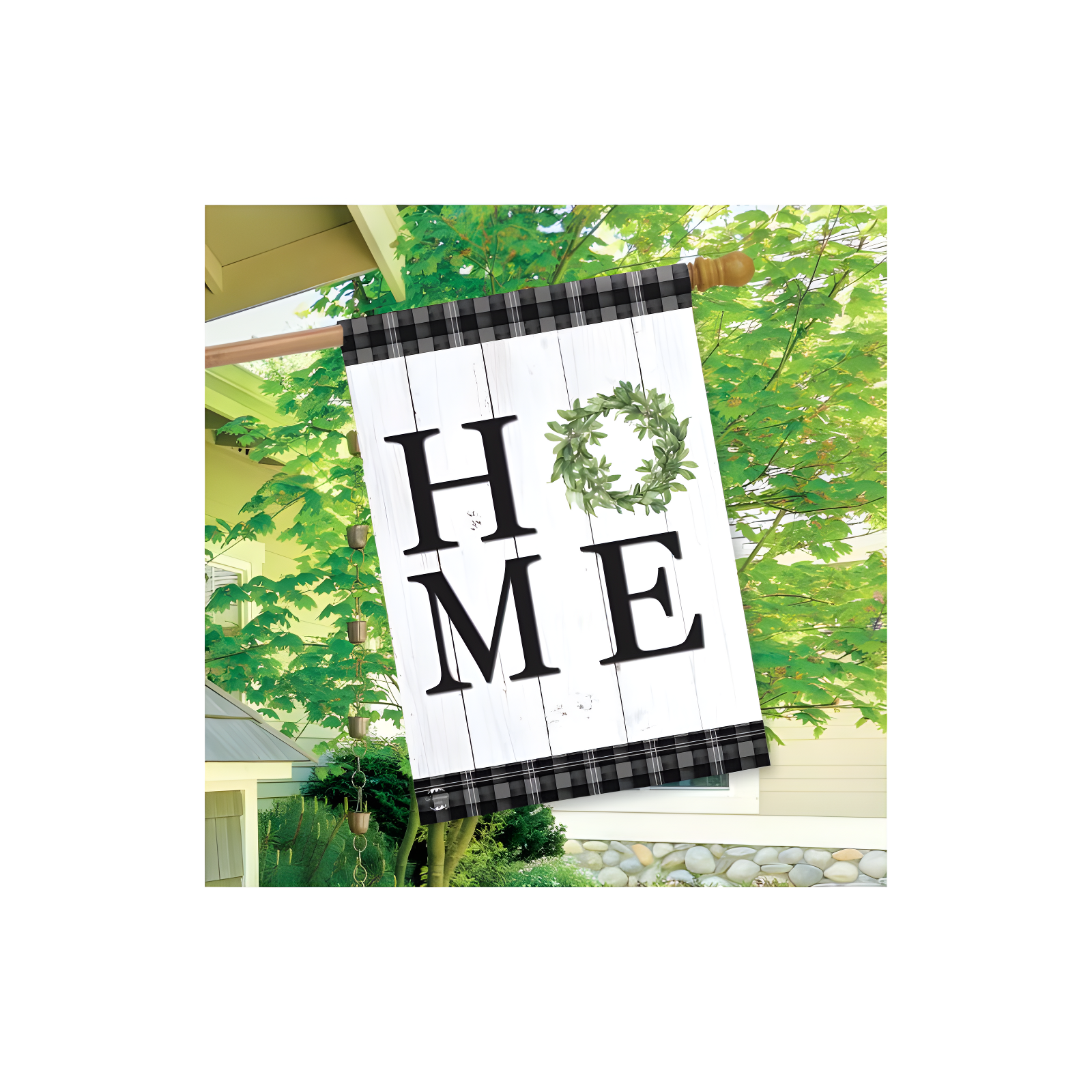 Home Everyday House Flag Double-Sided Rustic Wreath 28" x 40" Briarwood Lane