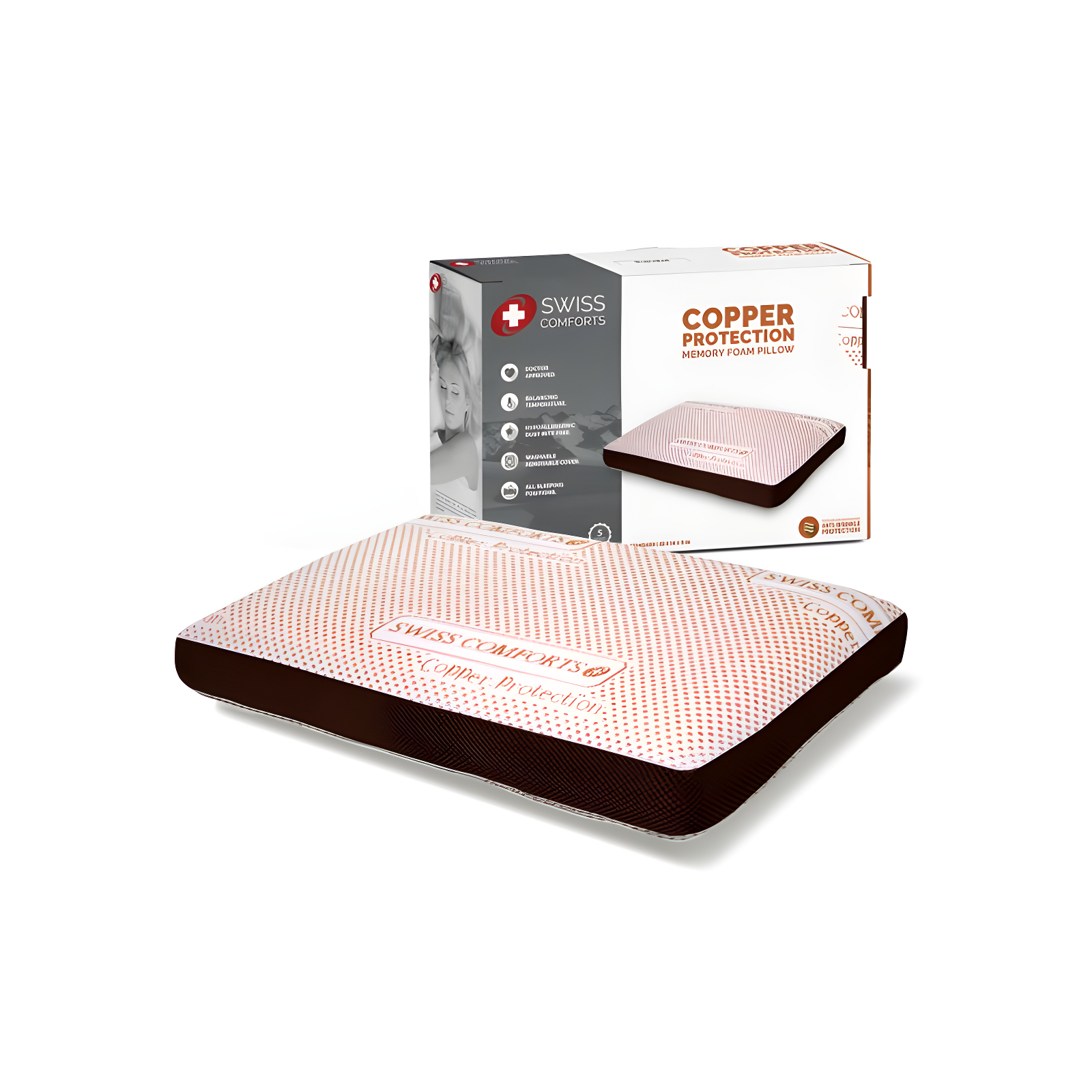 Copper Infused Memory Foam Standard  Bed Pillow