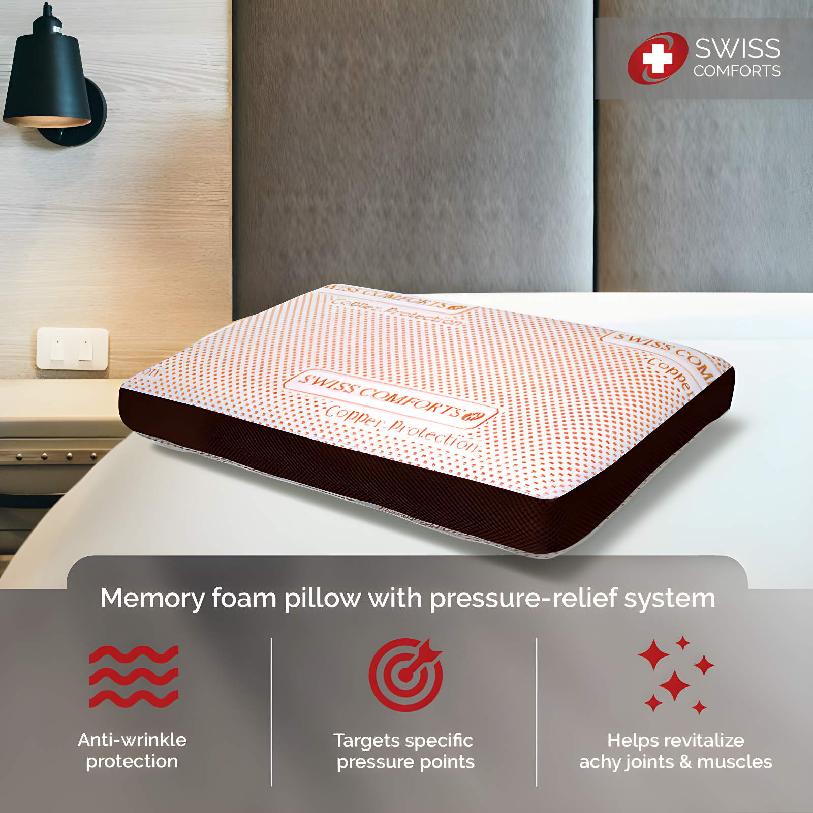 Copper Infused Memory Foam Standard  Bed Pillow