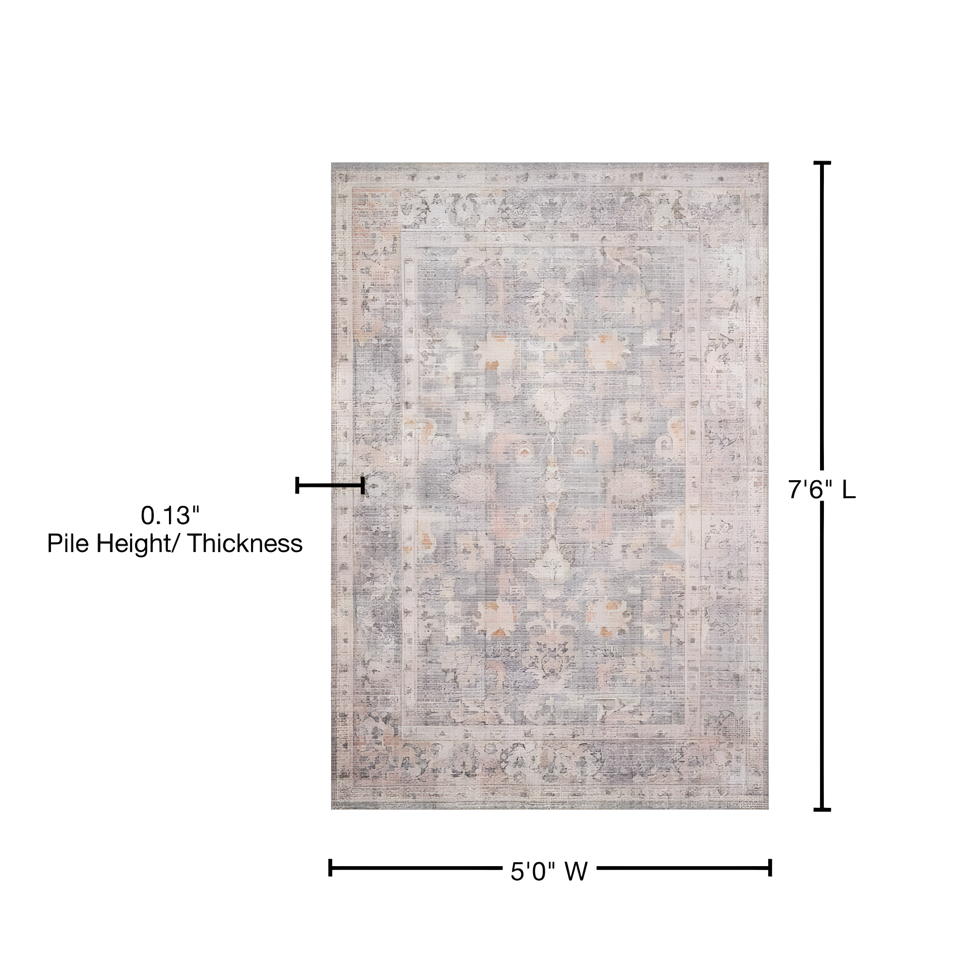 Roze Rug - Grey and Apricot / 5' x 7'6"