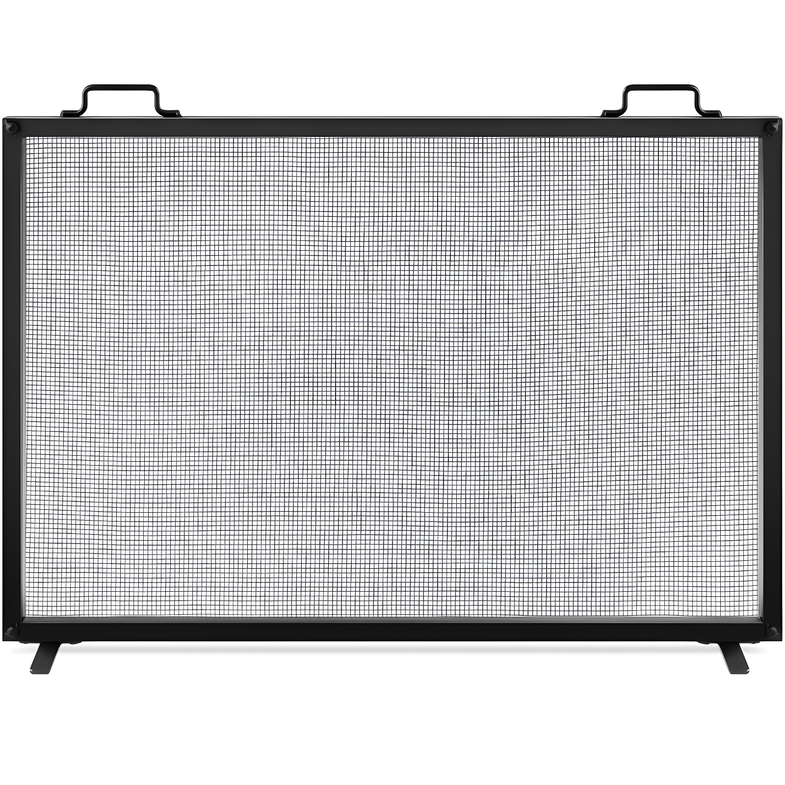Cassiano 38x27in Single Panel Fireplace Screen Handcrafted Steel Mesh Spark Guard w/ Handles