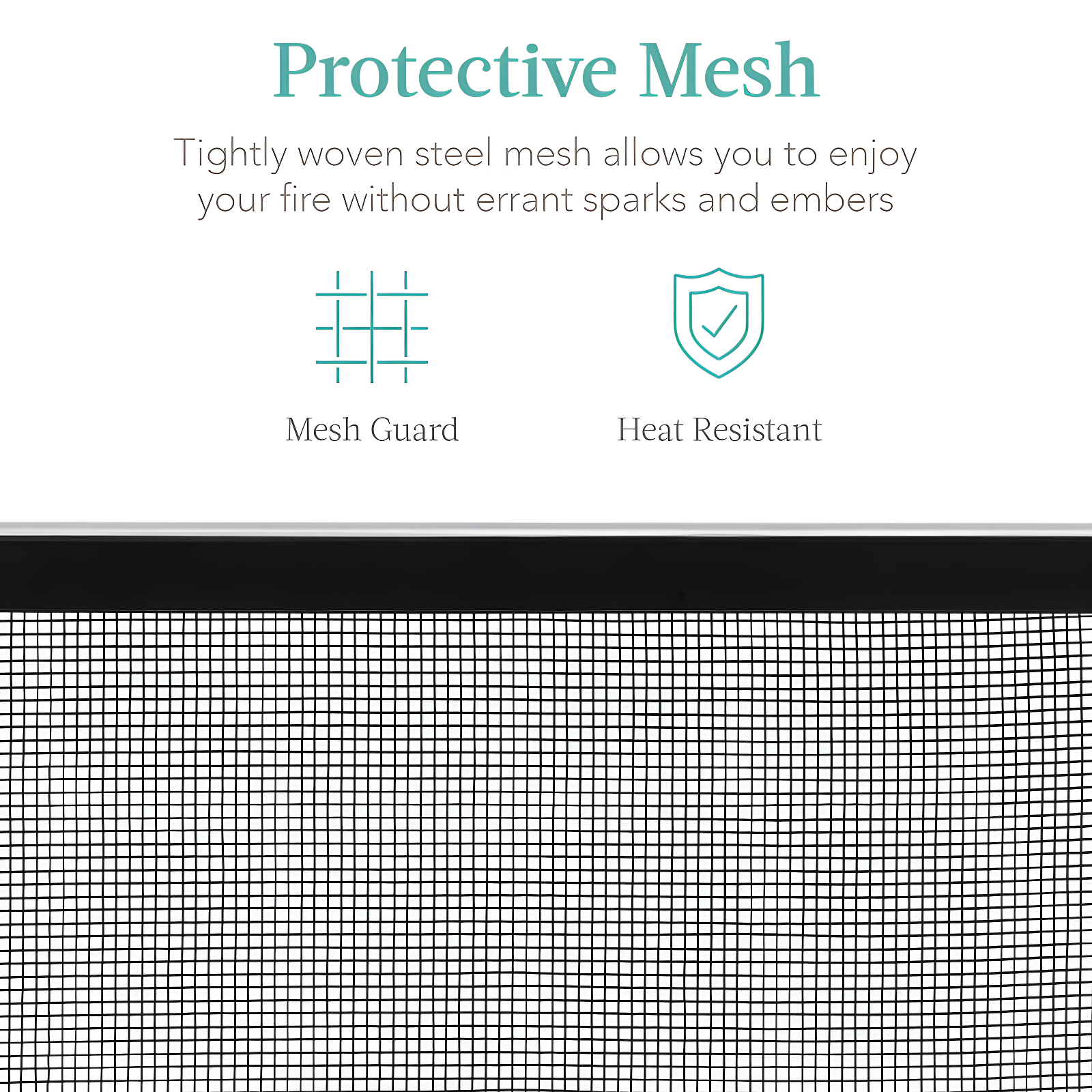 Cassiano 38x27in Single Panel Fireplace Screen Handcrafted Steel Mesh Spark Guard w/ Handles