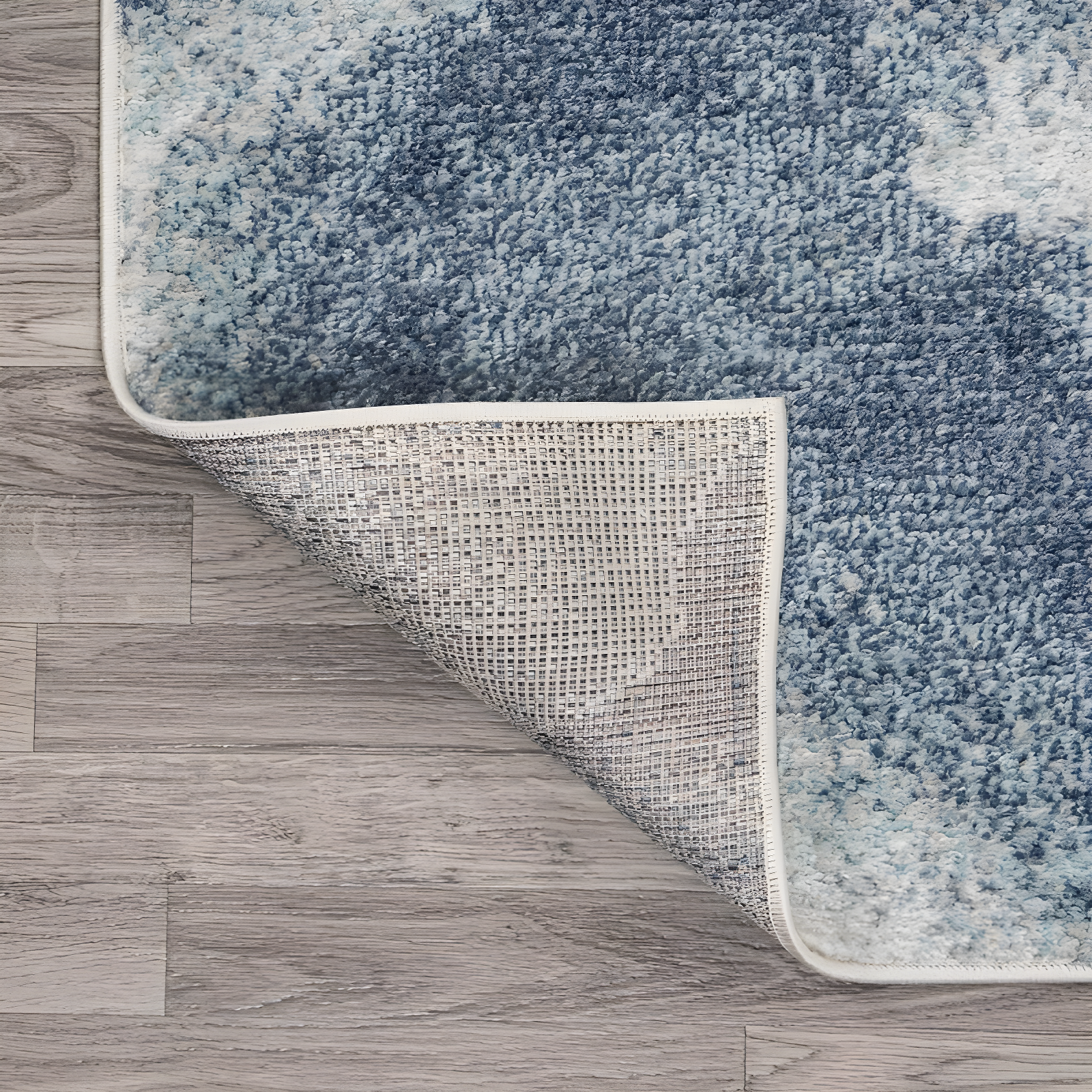 2' x 8' Petalo Abstract Two-Tone Modern Runner Rug, Blue/Cream - JONATHAN Y