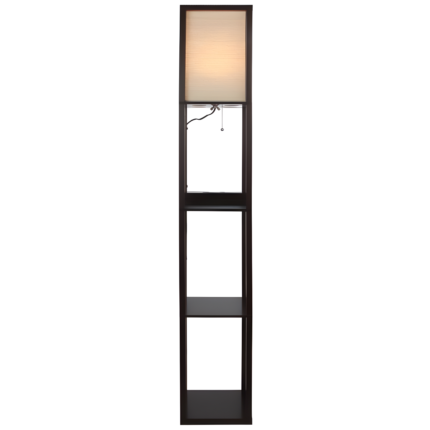 Brightech Maxwell 63 in. USB and Wireless Charging LED Floor Lamp with White Fabric Square Shade