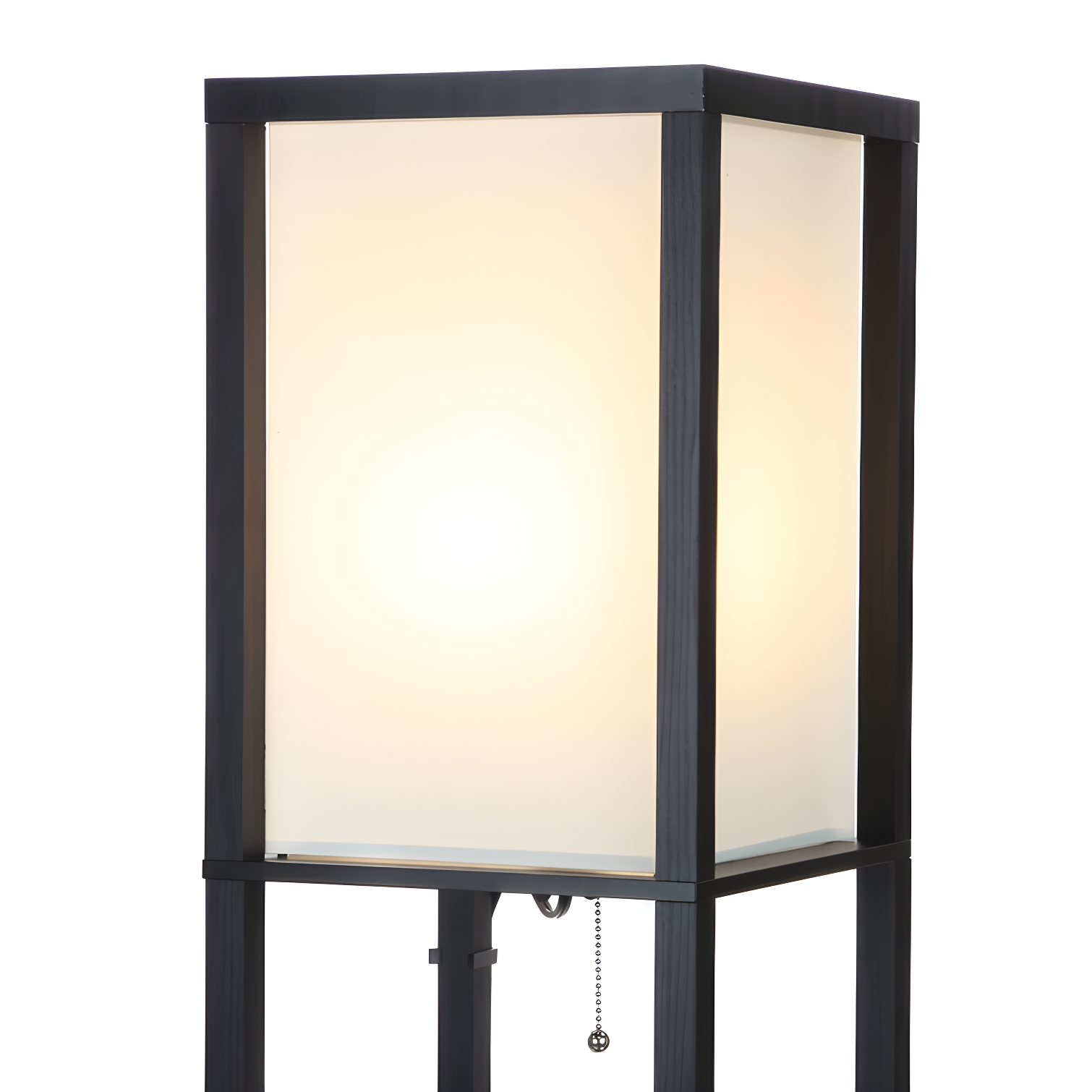 Brightech Maxwell 63 in. USB and Wireless Charging LED Floor Lamp with White Fabric Square Shade