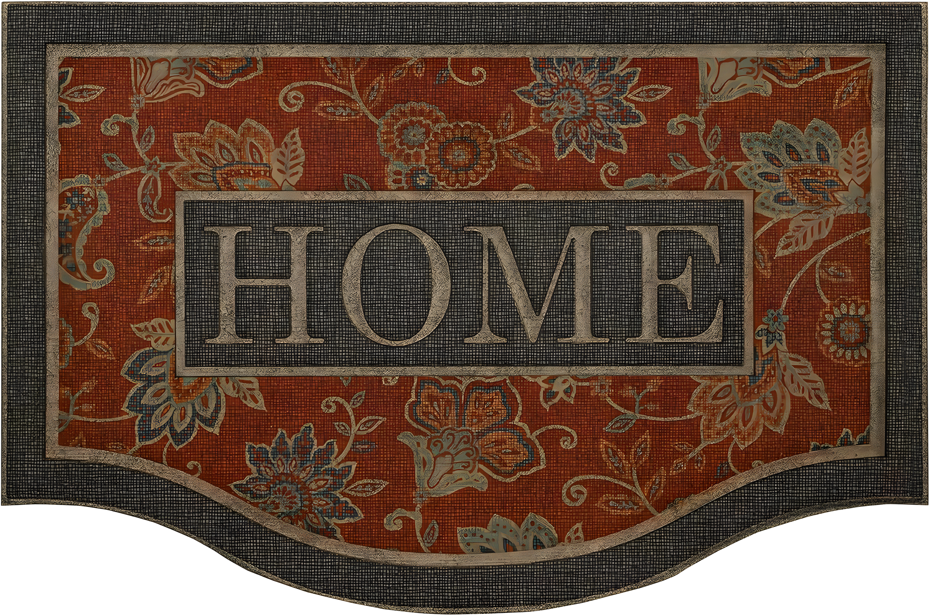 Mohawk 2'x3' 'Home' Ornamental Entry Mat Cozy Jacobean Red/Gray: Indoor Traditional Floral Door Mat, Recycled Rubber