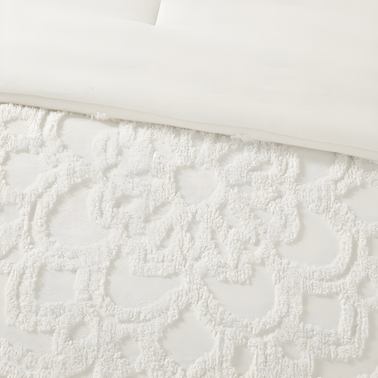 Laetitia Tufted Chenille Cotton Medallion Fringe Coverlet Set