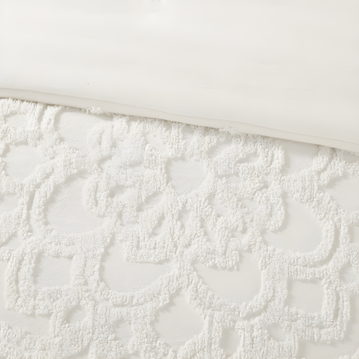Laetitia Tufted Chenille Cotton Medallion Fringe Coverlet Set