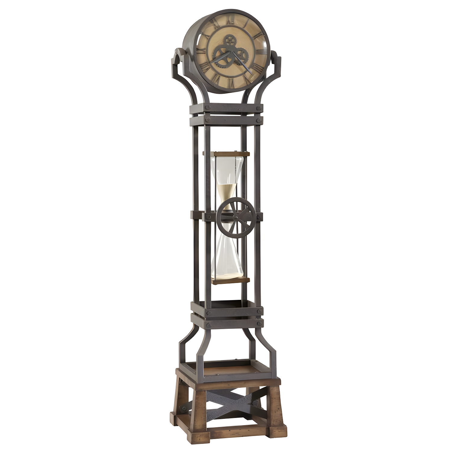 Howard Miller® Hourglass 77.5'' H Metal Grandfather Clock with Adjustable Chime Volume
