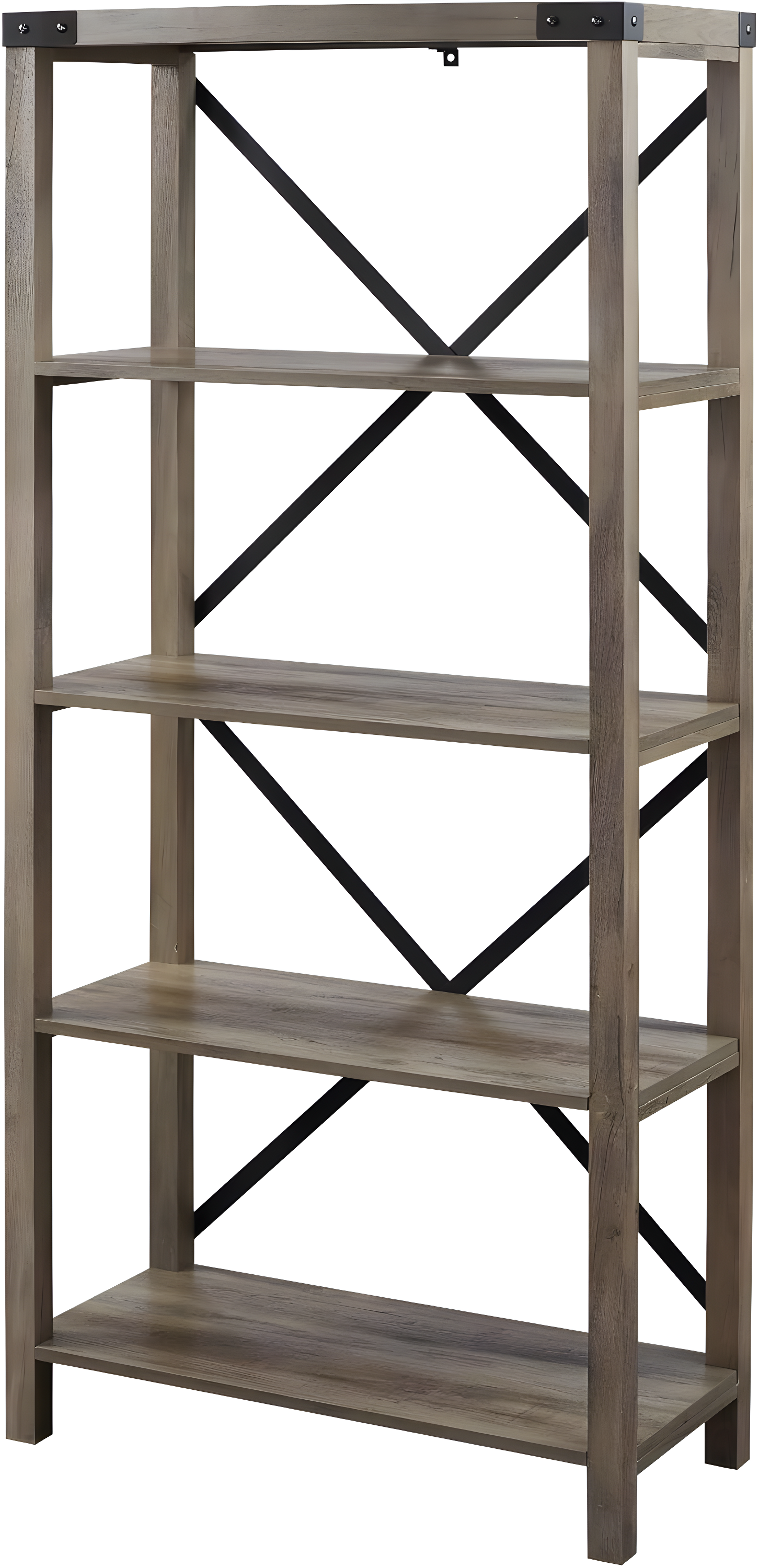 Walker Edison Industrial Farmhouse 4 Shelf Bookshelf, Sable Grey