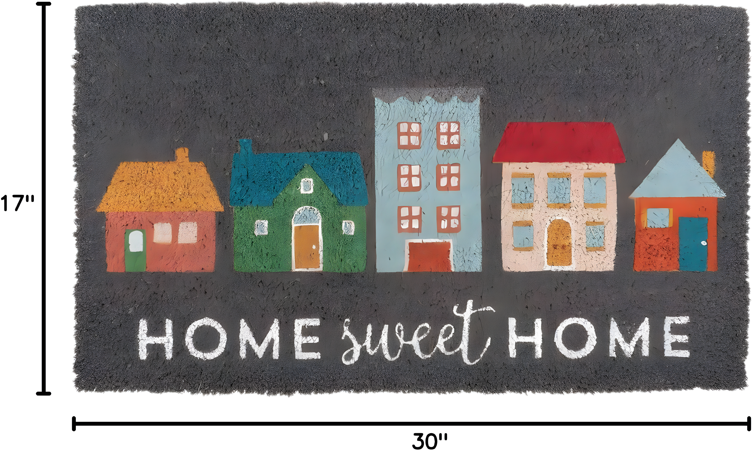 KAF Home Printed Coir Doormat with Non-Slip PVC Backing - 17 by 30 inches (Home Sweet Home)