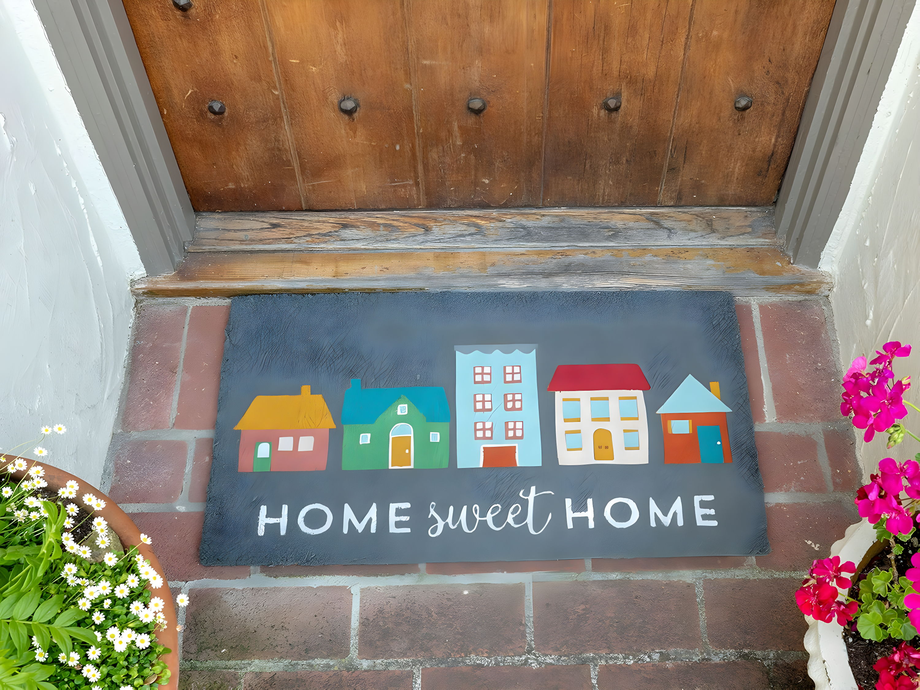 KAF Home Printed Coir Doormat with Non-Slip PVC Backing - 17 by 30 inches (Home Sweet Home)