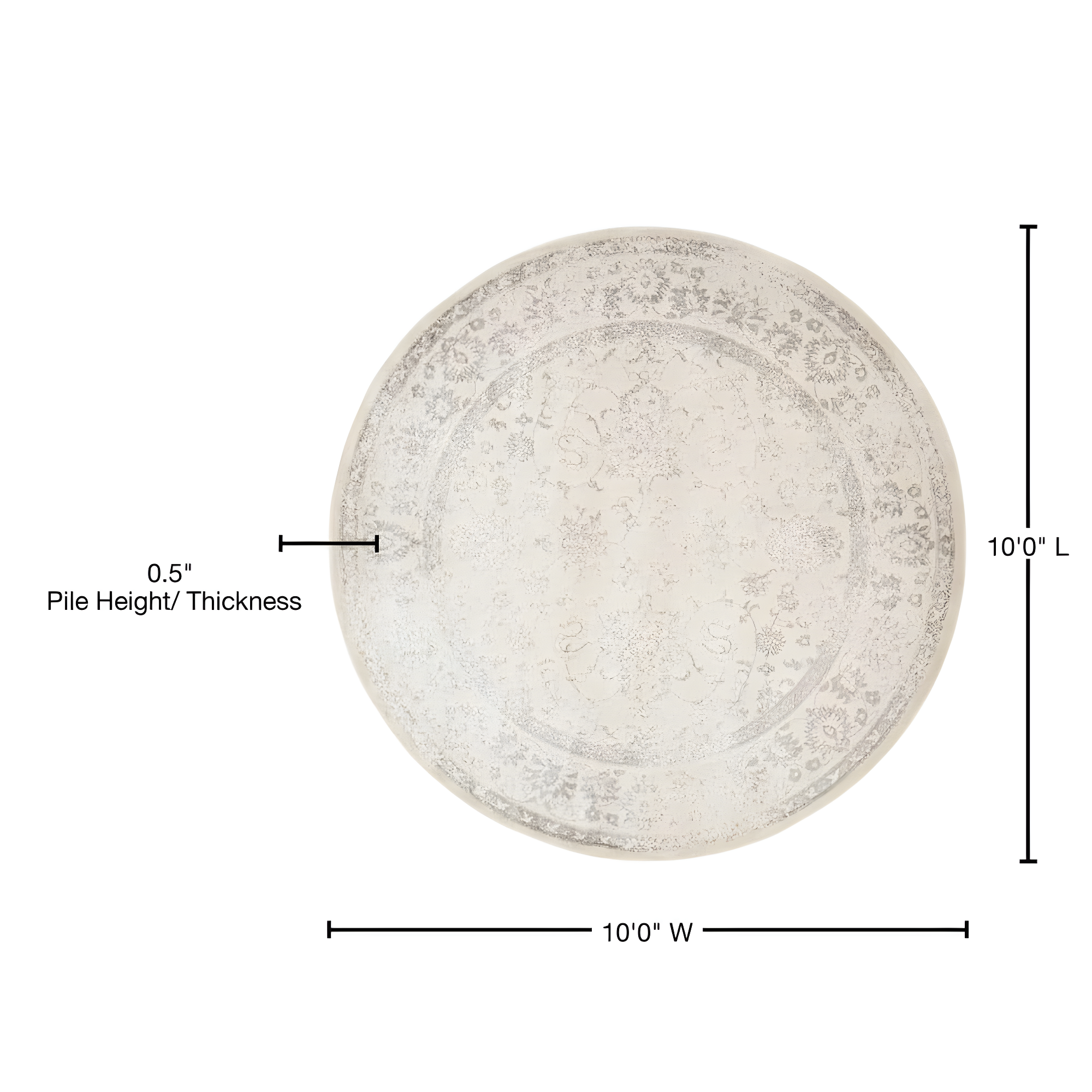 Adirondack ADR109 Machine Made Indoor Area Rug - Ivory/Silver - 10' Round - Safavieh