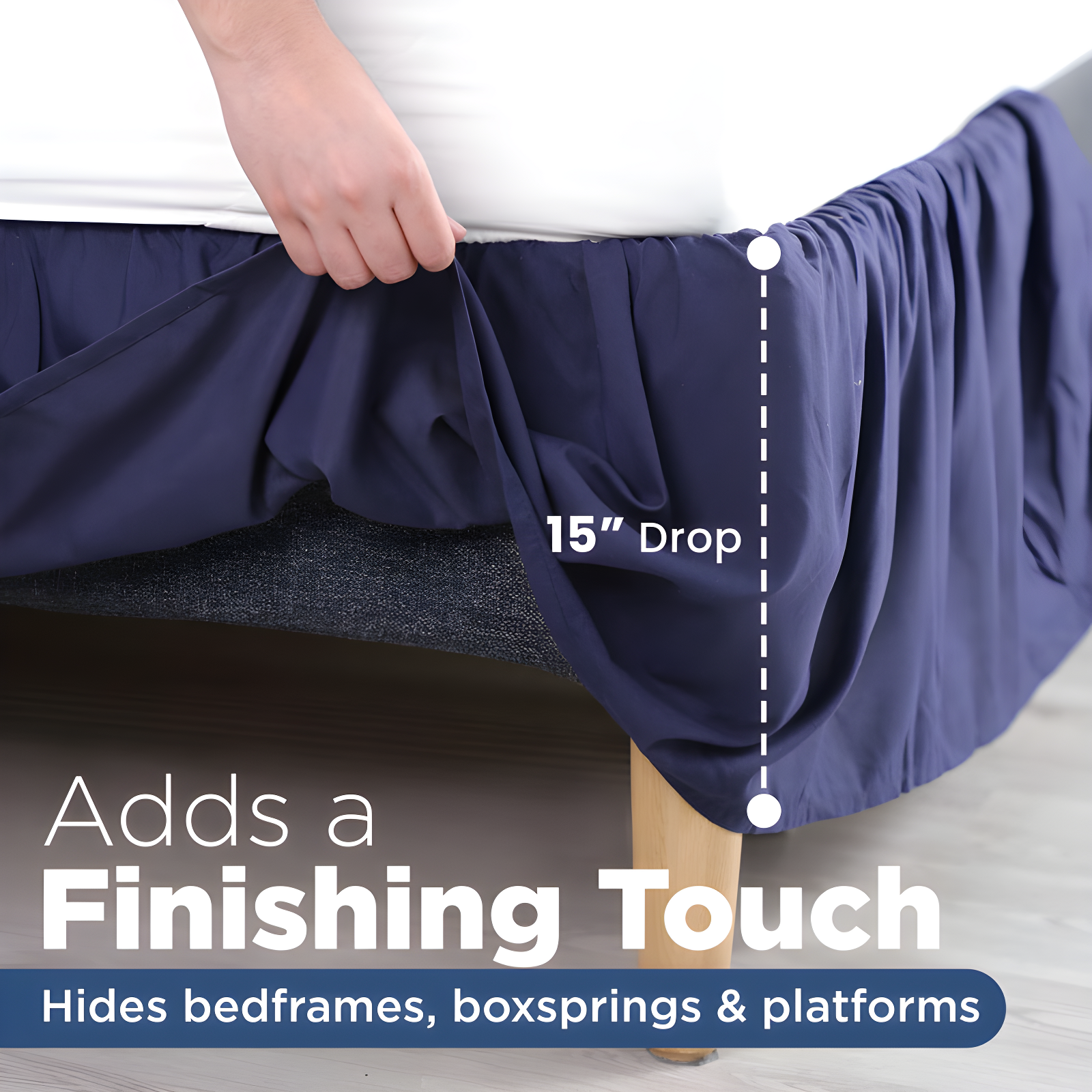 Martex Martex Ruffled Bed Skirt Easy Fit Lightweight 100% Microfiber Dust Ruffle Hotel Quality With 16 inch Tailored Drop