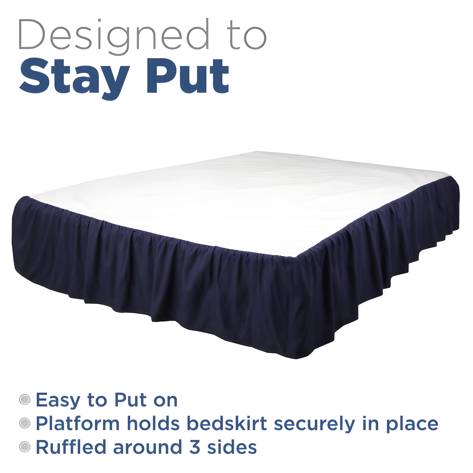 Martex Martex Ruffled Bed Skirt Easy Fit Lightweight 100% Microfiber Dust Ruffle Hotel Quality With 16 inch Tailored Drop