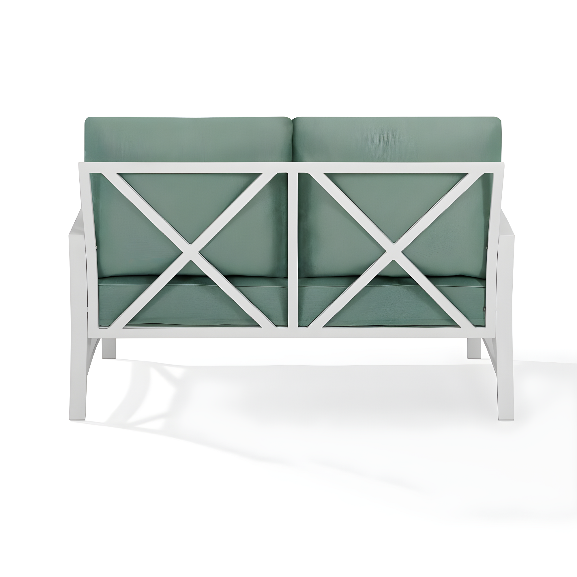 Kaplan Loveseat White/Teal - Crosley: UV-Resistant, Padded Outdoor Sofa with Steel Frame, Seats 2