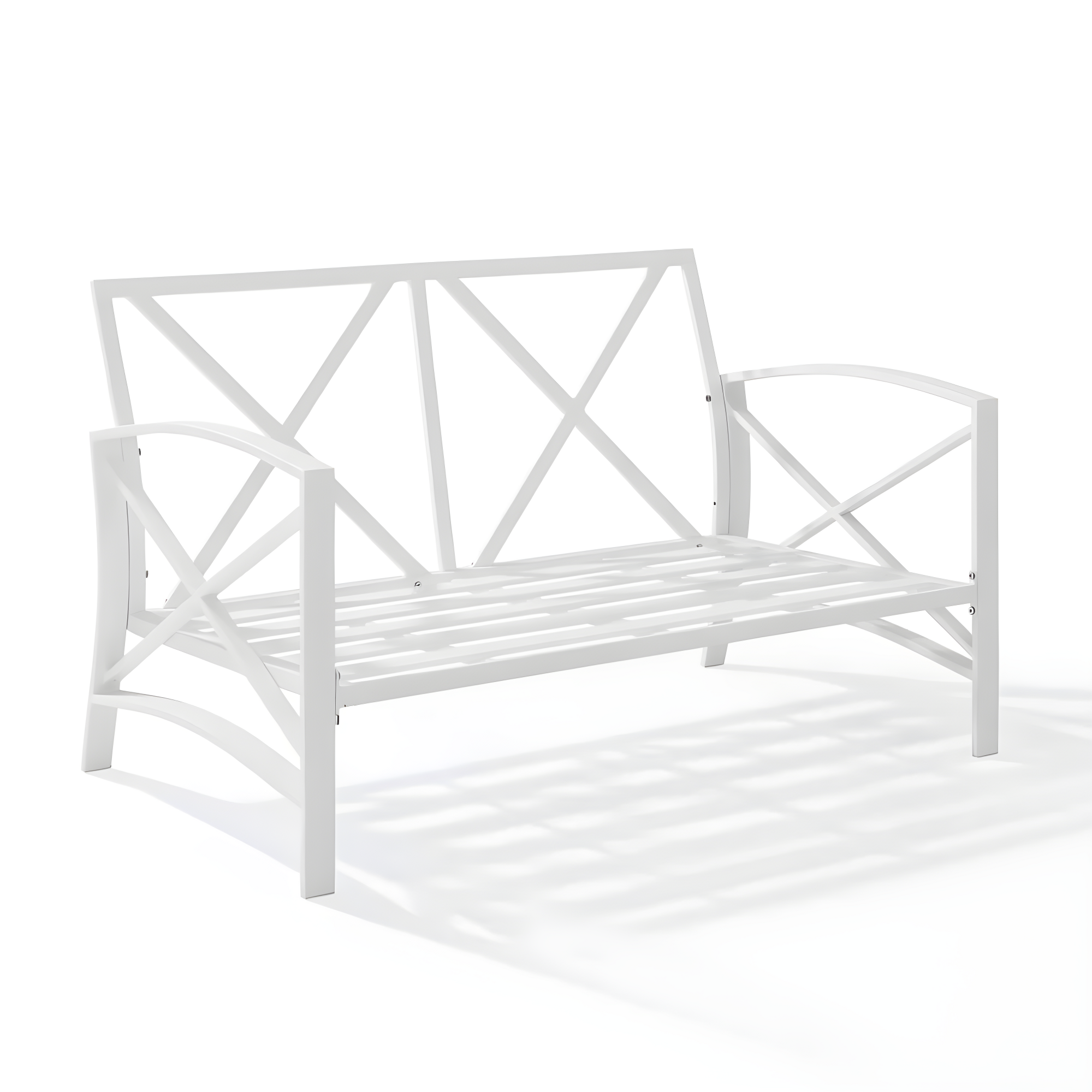 Kaplan Loveseat White/Teal - Crosley: UV-Resistant, Padded Outdoor Sofa with Steel Frame, Seats 2