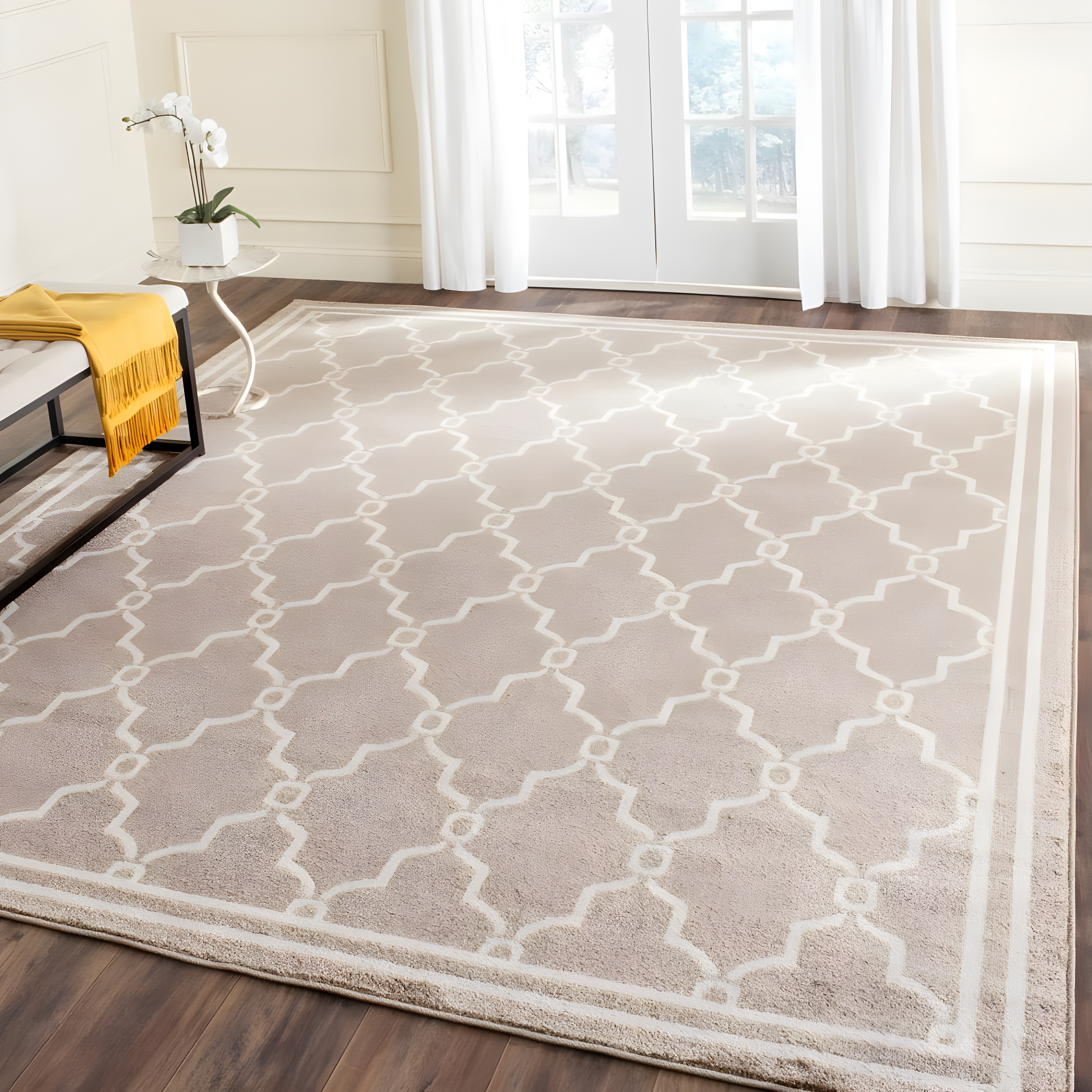 Amherst AMT414 Power Loomed Indoor Area Rug - Wheat/Beige - 8'x10' - Safavieh