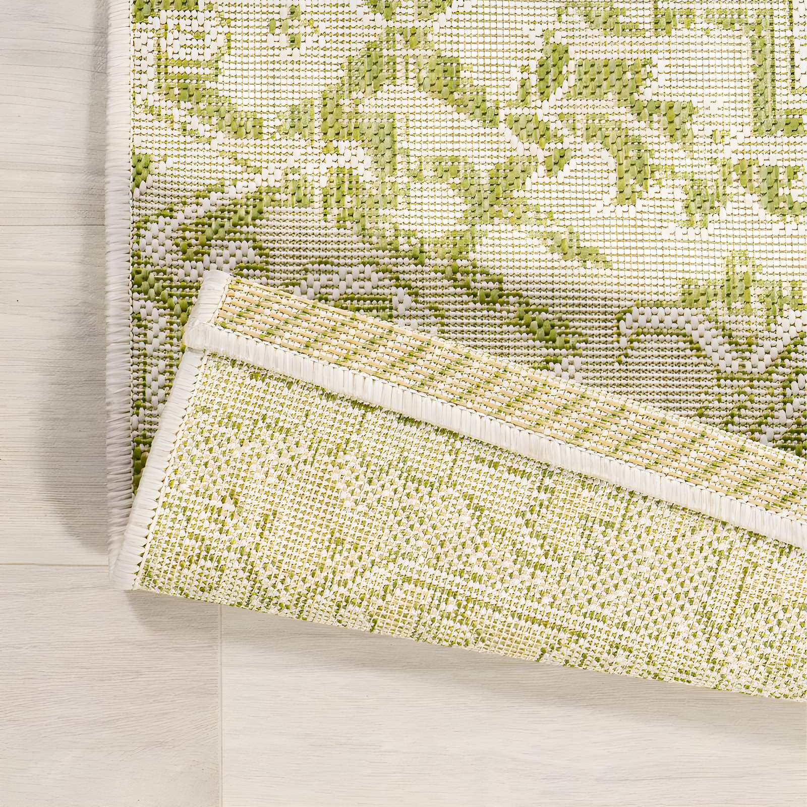 3' x 5' Estrella Bohemian Styled Medallion Textured Weave Indoor/Outdoor Area Rug, Cream/Green - JONATHAN Y