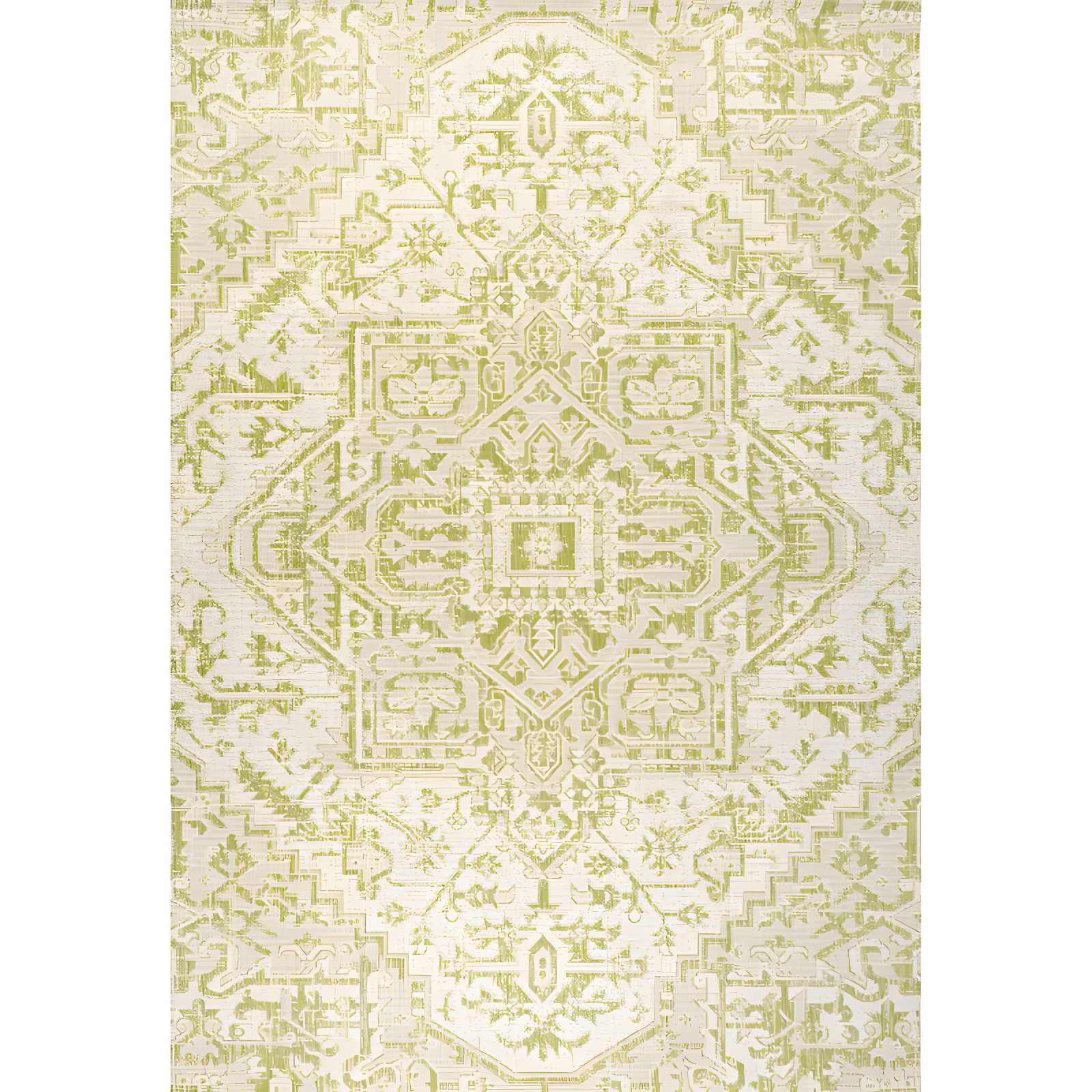 3' x 5' Estrella Bohemian Styled Medallion Textured Weave Indoor/Outdoor Area Rug, Cream/Green - JONATHAN Y