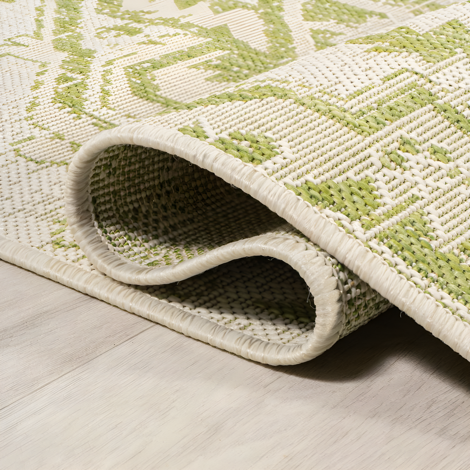 3' x 5' Estrella Bohemian Styled Medallion Textured Weave Indoor/Outdoor Area Rug, Cream/Green - JONATHAN Y