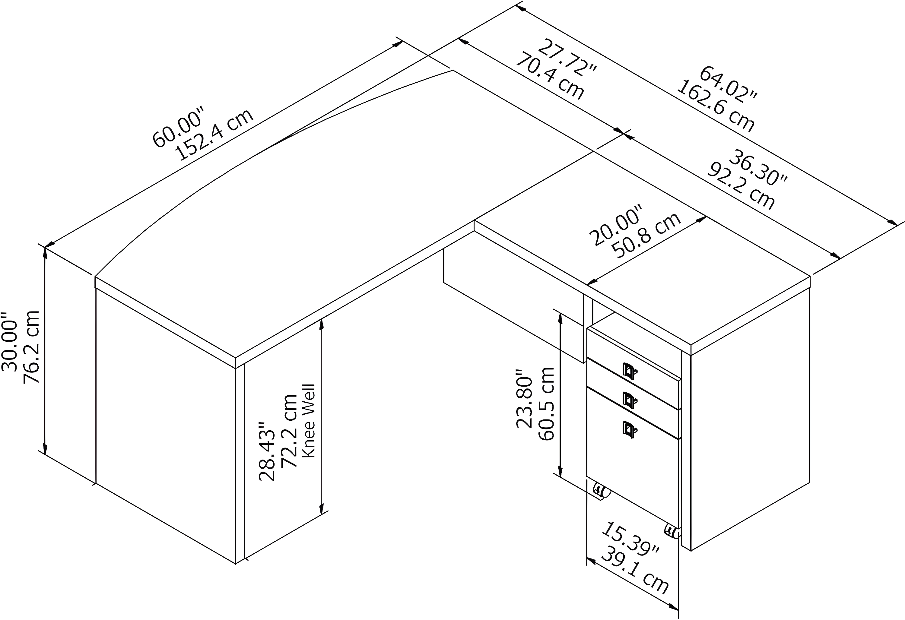 Echo 3 L-Shaped Computer Desk Office Set