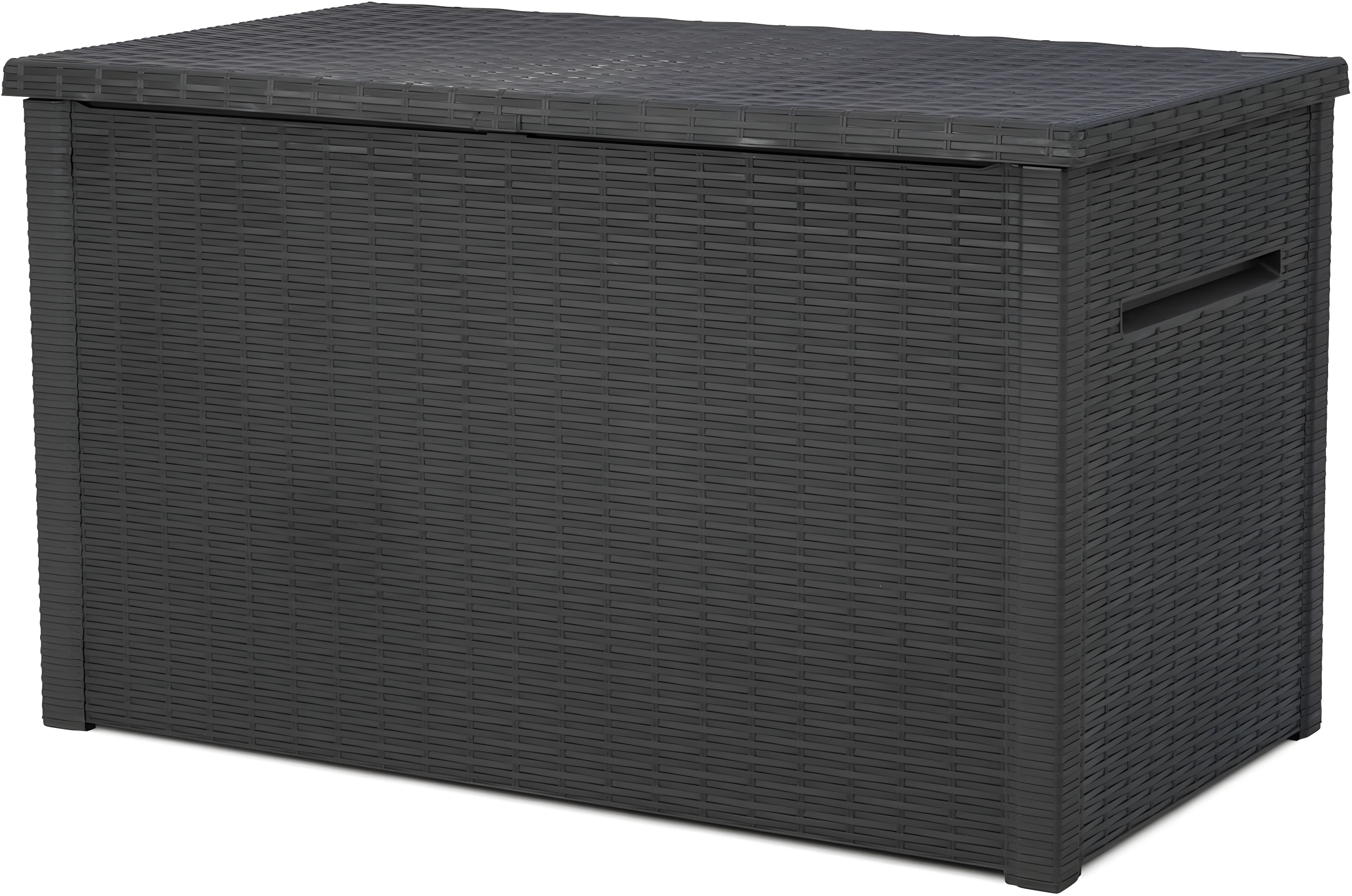 Keter Java XXL 230 Gallon Resin Rattan Look Large Outdoor Storage Deck Box for Patio Furniture Cushions, Pool Toys, and Garden Tools, Grey
