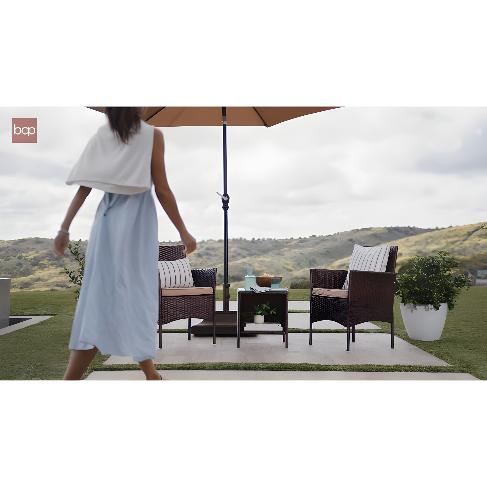 Best Choice Products 3-Piece Outdoor Wicker Conversation Patio Bistro Set, w/ 2 Chairs, Table - Natural/Ivory