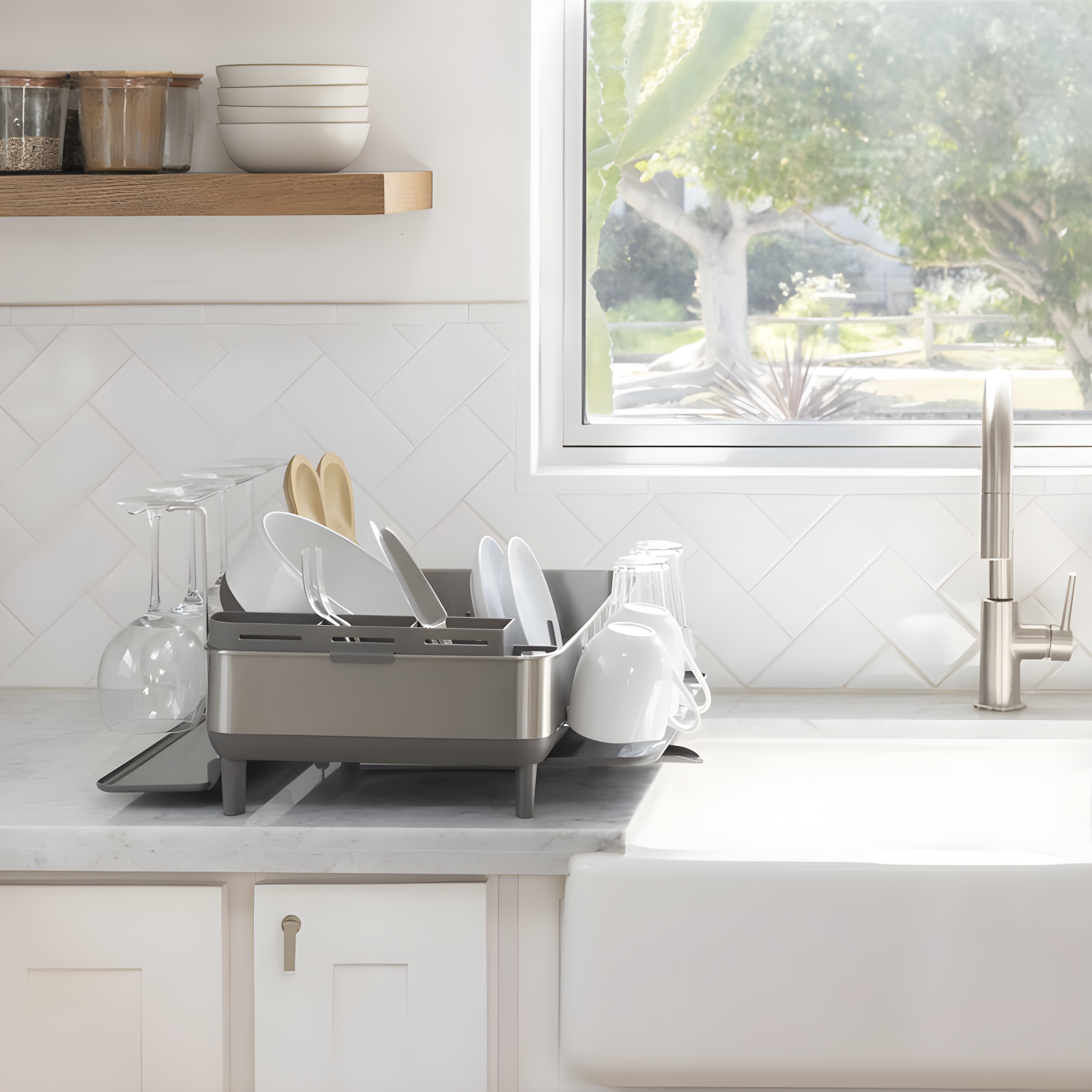 Simplehuman Kitchen Dish Drying Rack, Brushed Stainless Steel