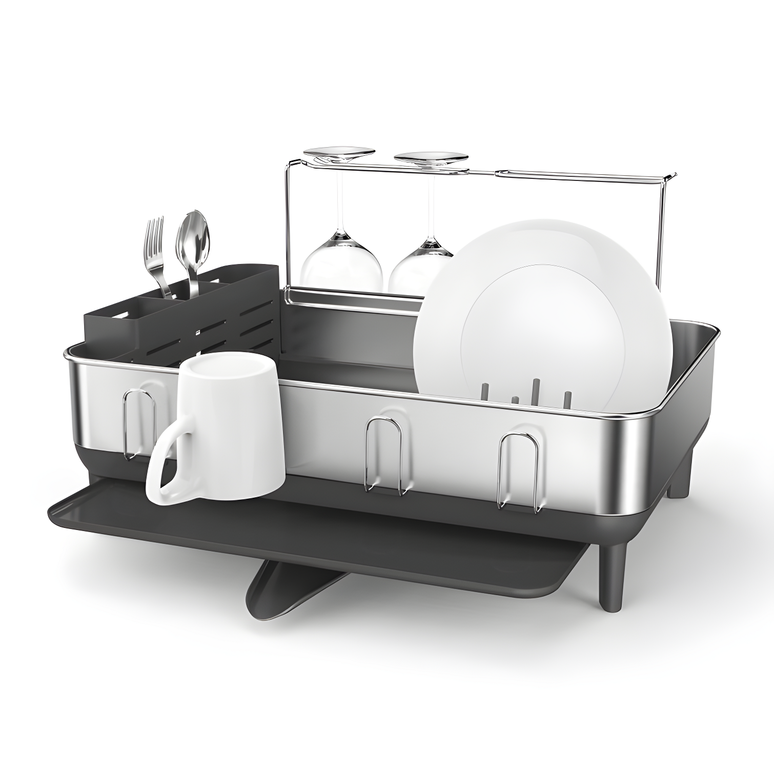 Simplehuman Kitchen Dish Drying Rack, Brushed Stainless Steel
