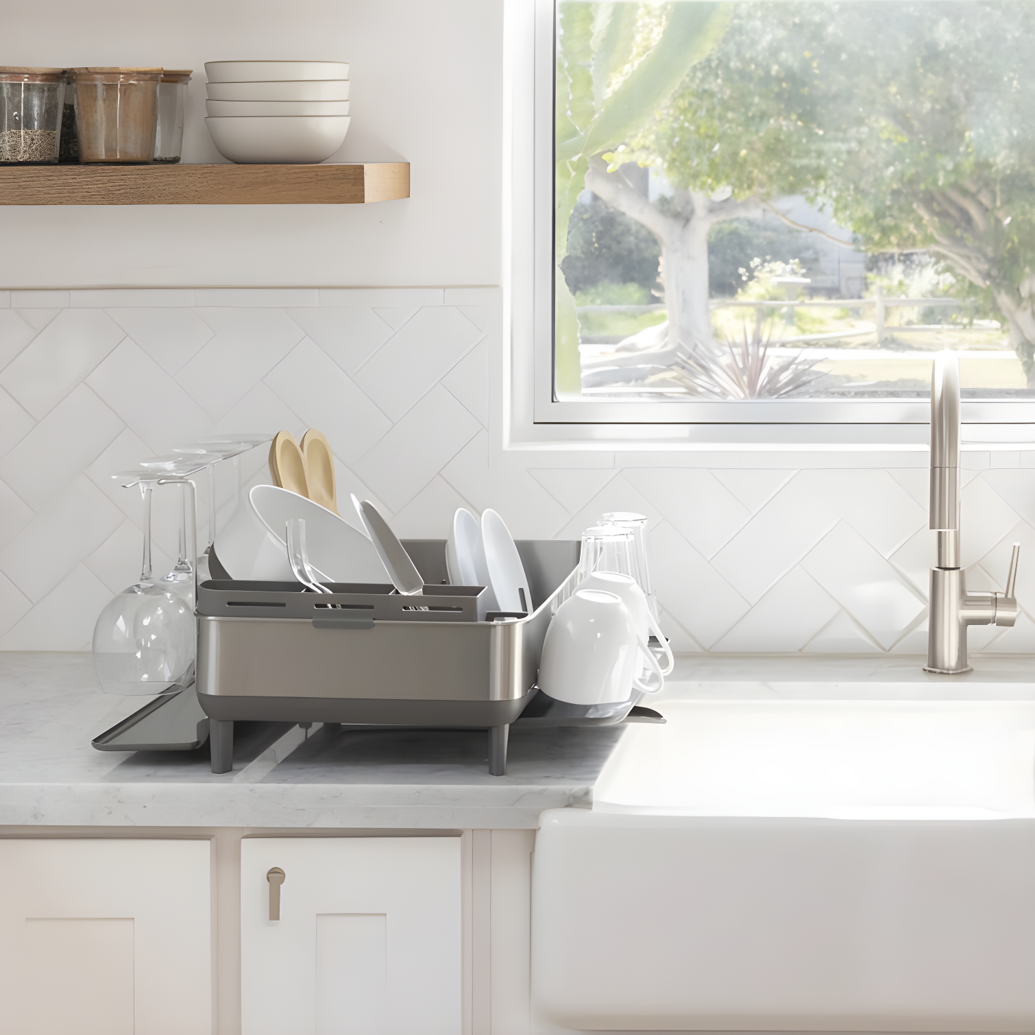 Simplehuman Kitchen Dish Drying Rack, Brushed Stainless Steel