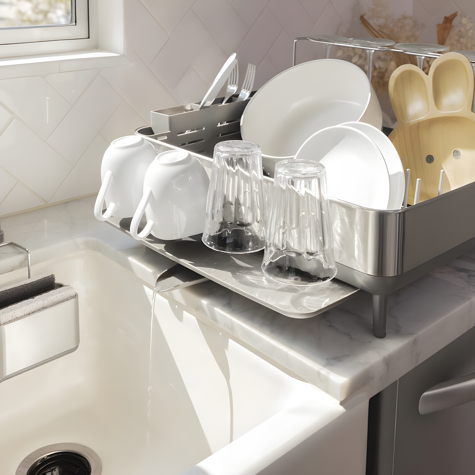 Simplehuman Kitchen Dish Drying Rack, Brushed Stainless Steel