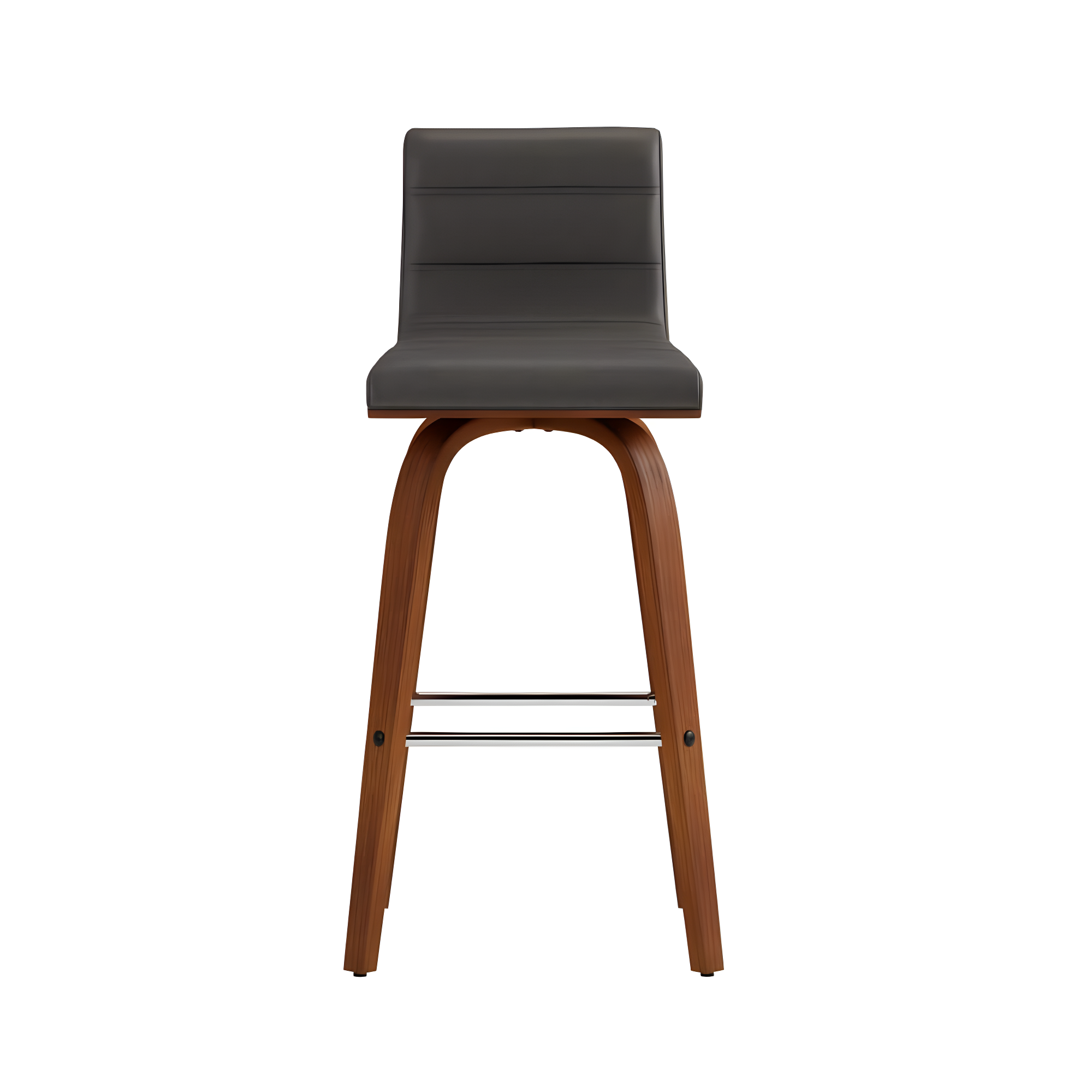 Vienna 26" Swivel Counter Stool in Walnut Wood Finish with Gray Faux Leather