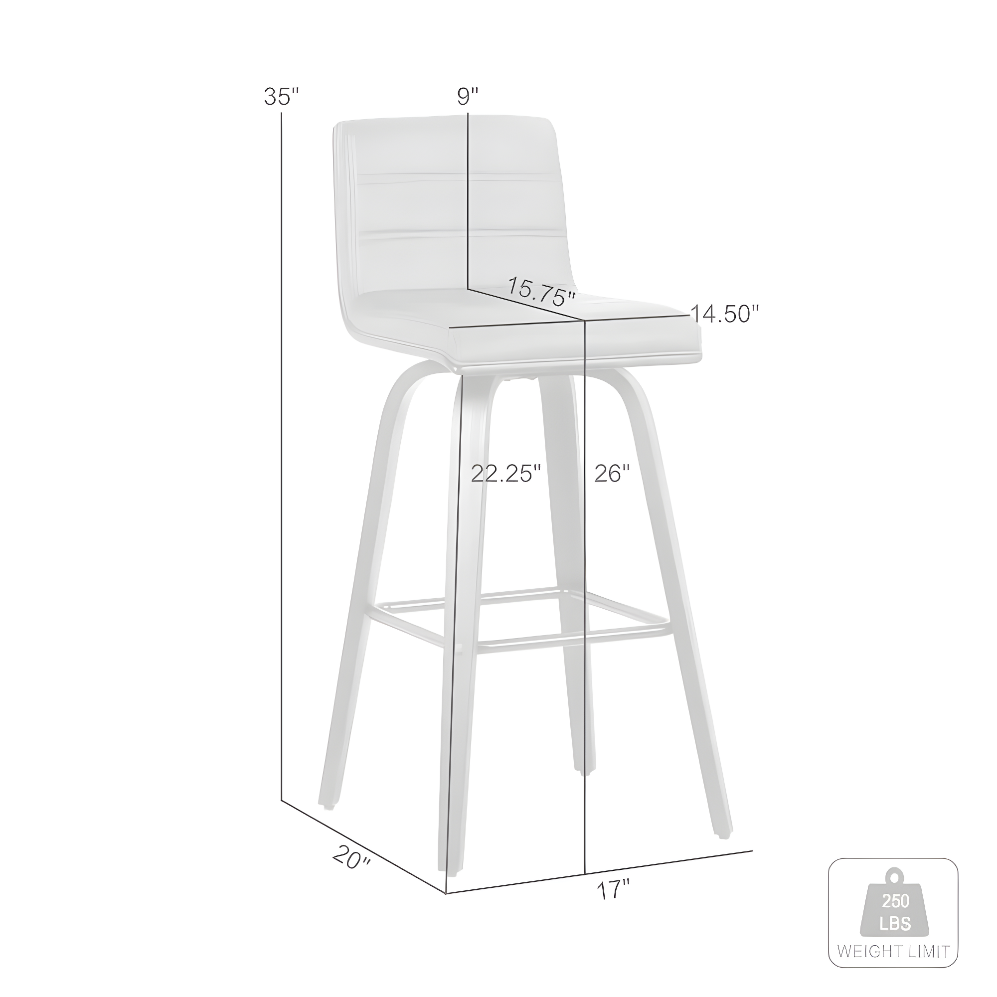 Vienna 26" Swivel Counter Stool in Walnut Wood Finish with Gray Faux Leather